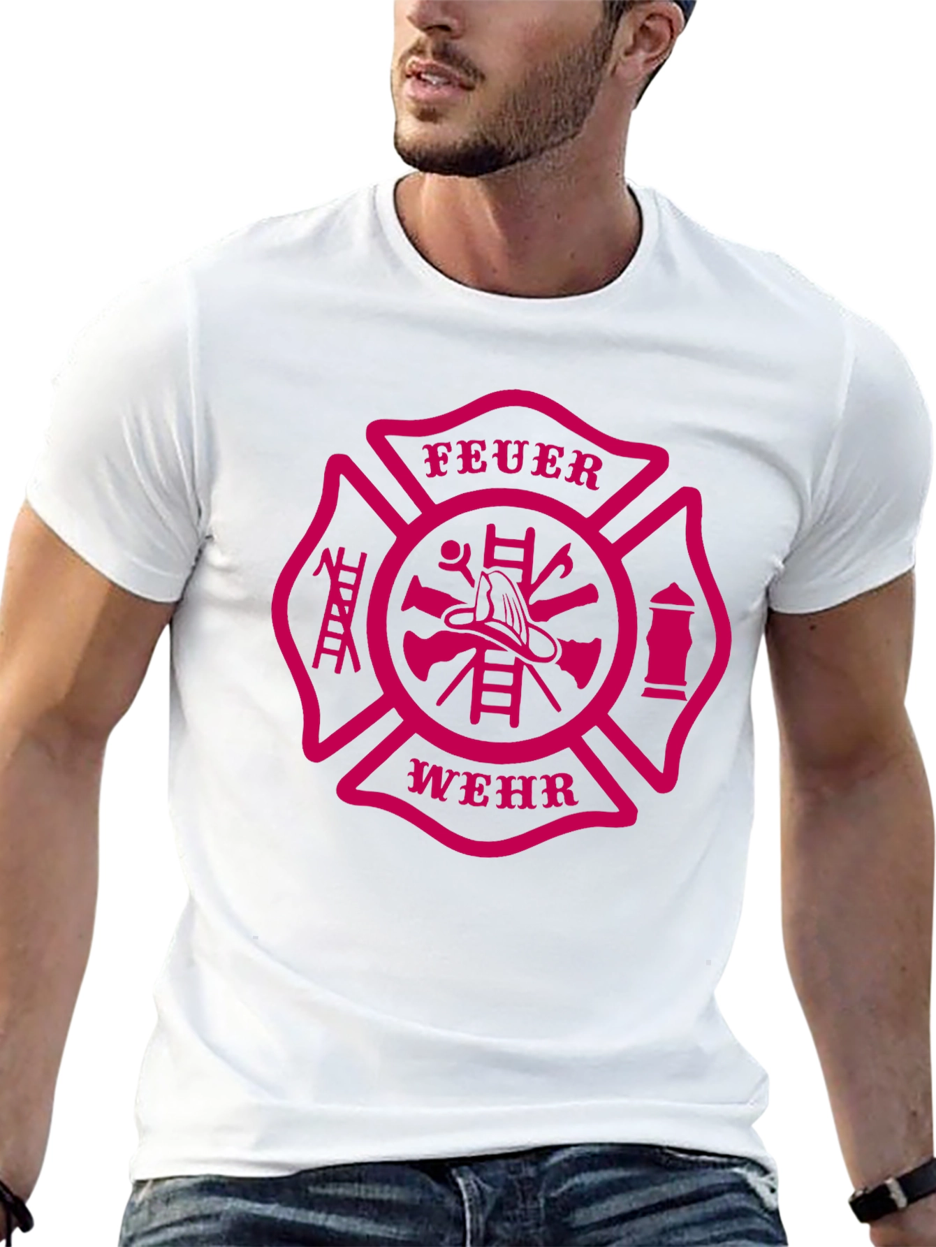 Feuerwehr Firefighter Maltese Cross Graphic T-Shirt