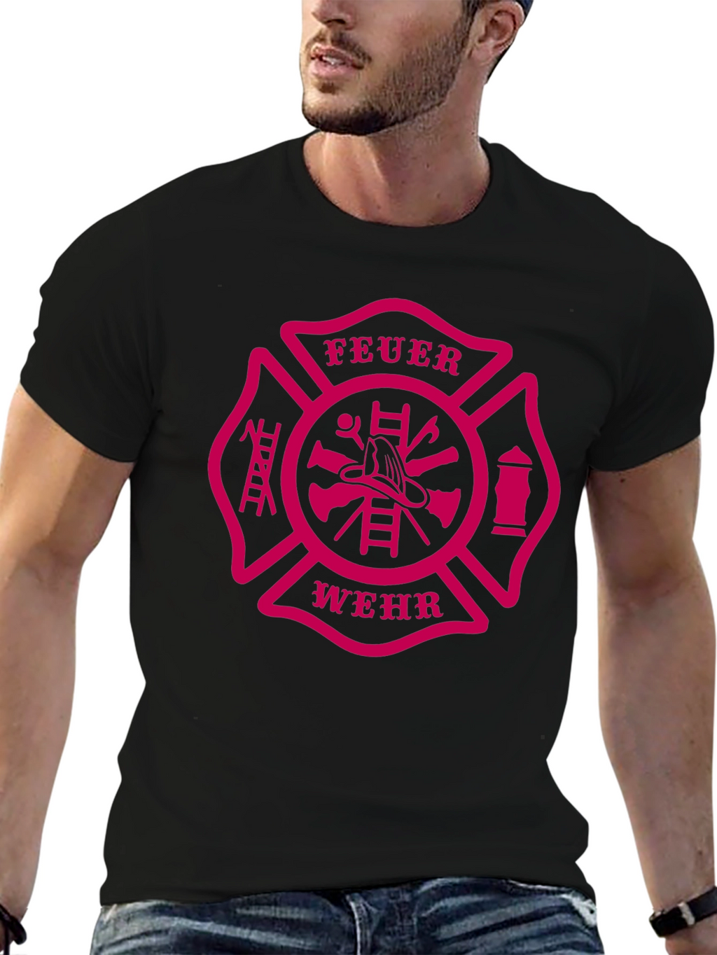 Feuerwehr Firefighter Maltese Cross Graphic T-Shirt