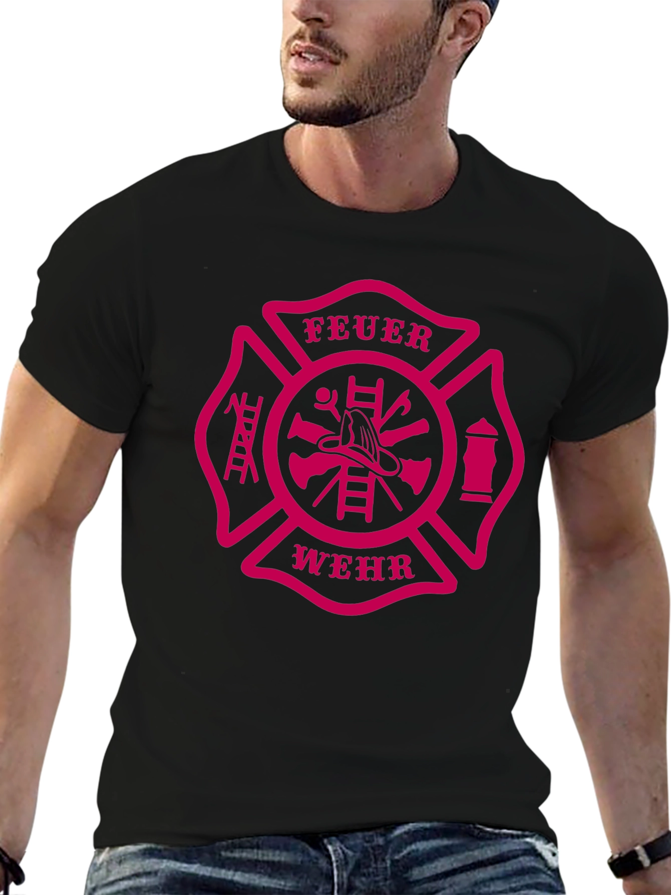 Feuerwehr Firefighter Maltese Cross Graphic T-Shirt