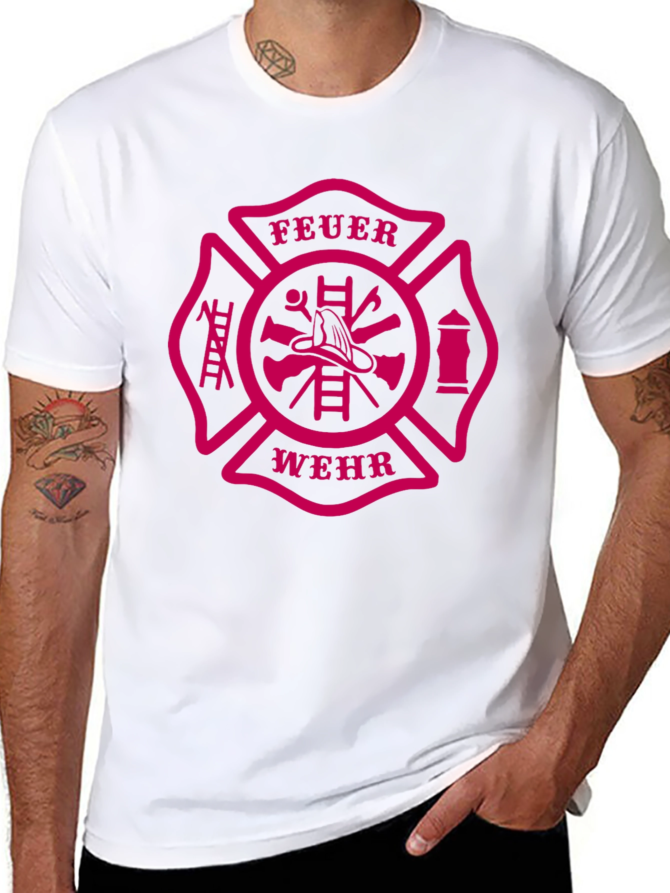 Feuerwehr Firefighter Maltese Cross Graphic T-Shirt
