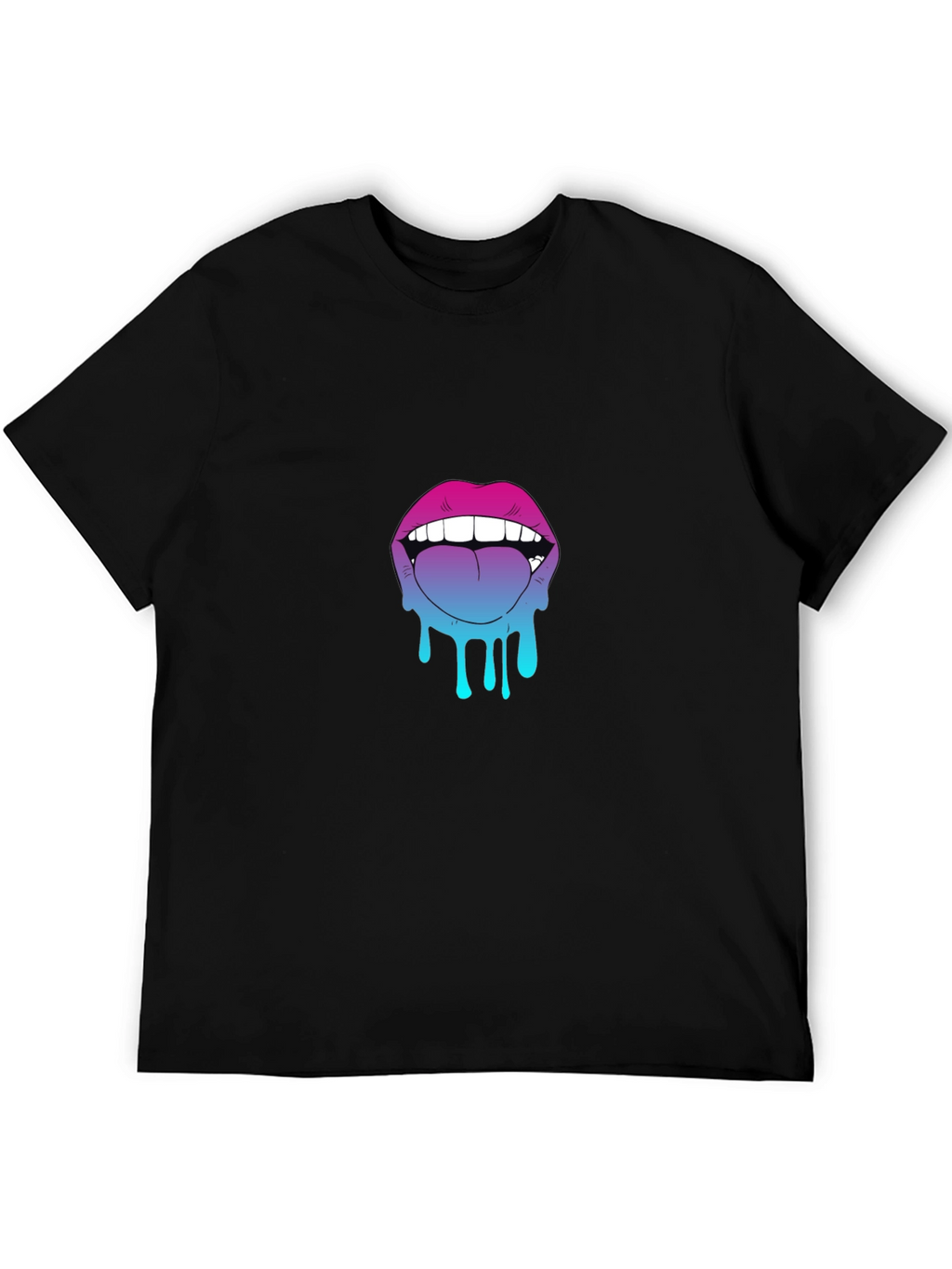 Dripping Lips Graphic Tee - Bold Black Cotton