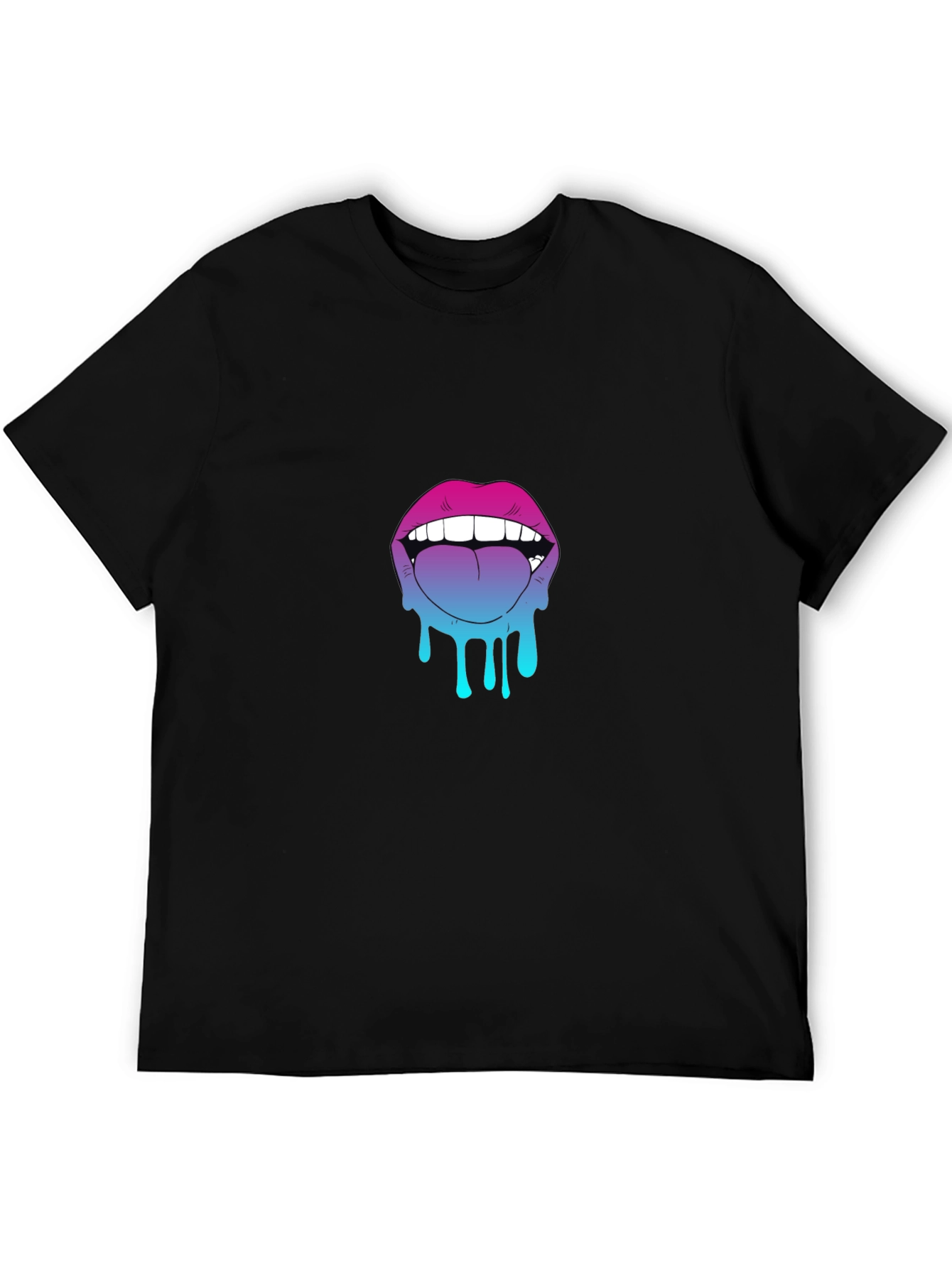 Dripping Lips Graphic Tee - Bold Black Cotton