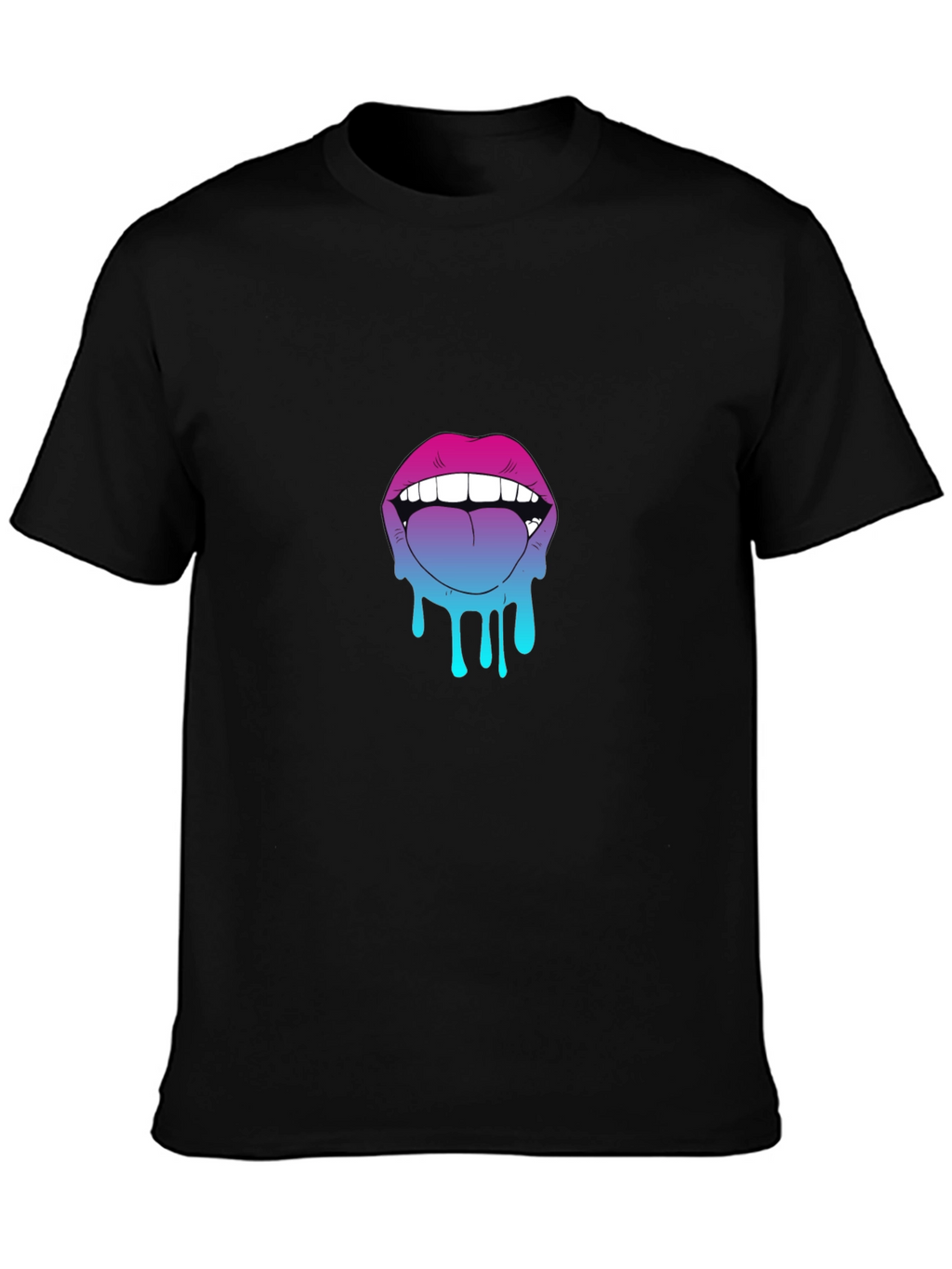 Dripping Lips Graphic Tee - Bold Black Cotton