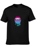 Dripping Lips Graphic Tee - Bold Black Cotton