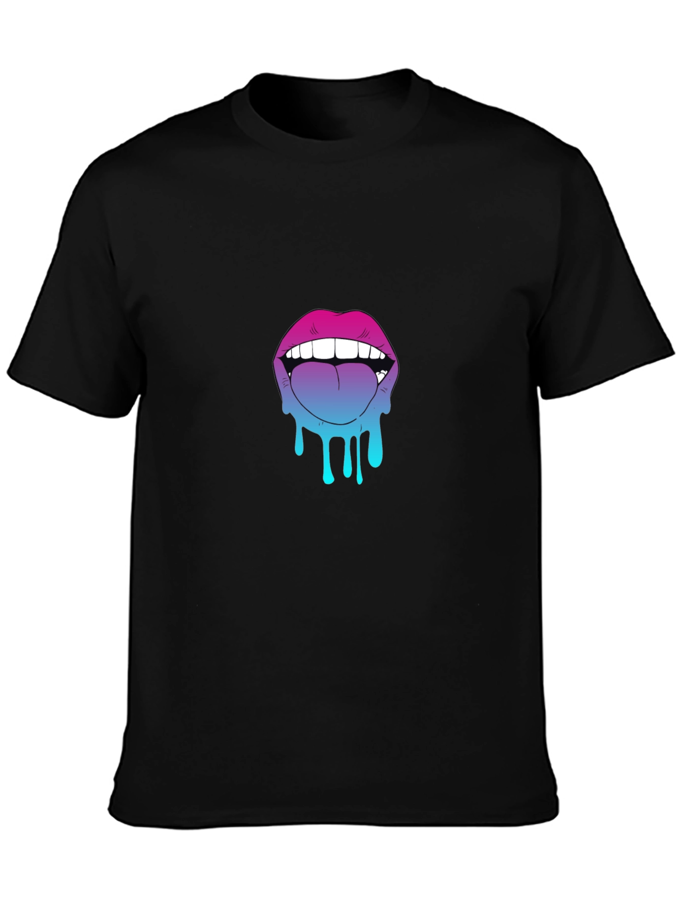 Dripping Lips Graphic Tee - Bold Black Cotton