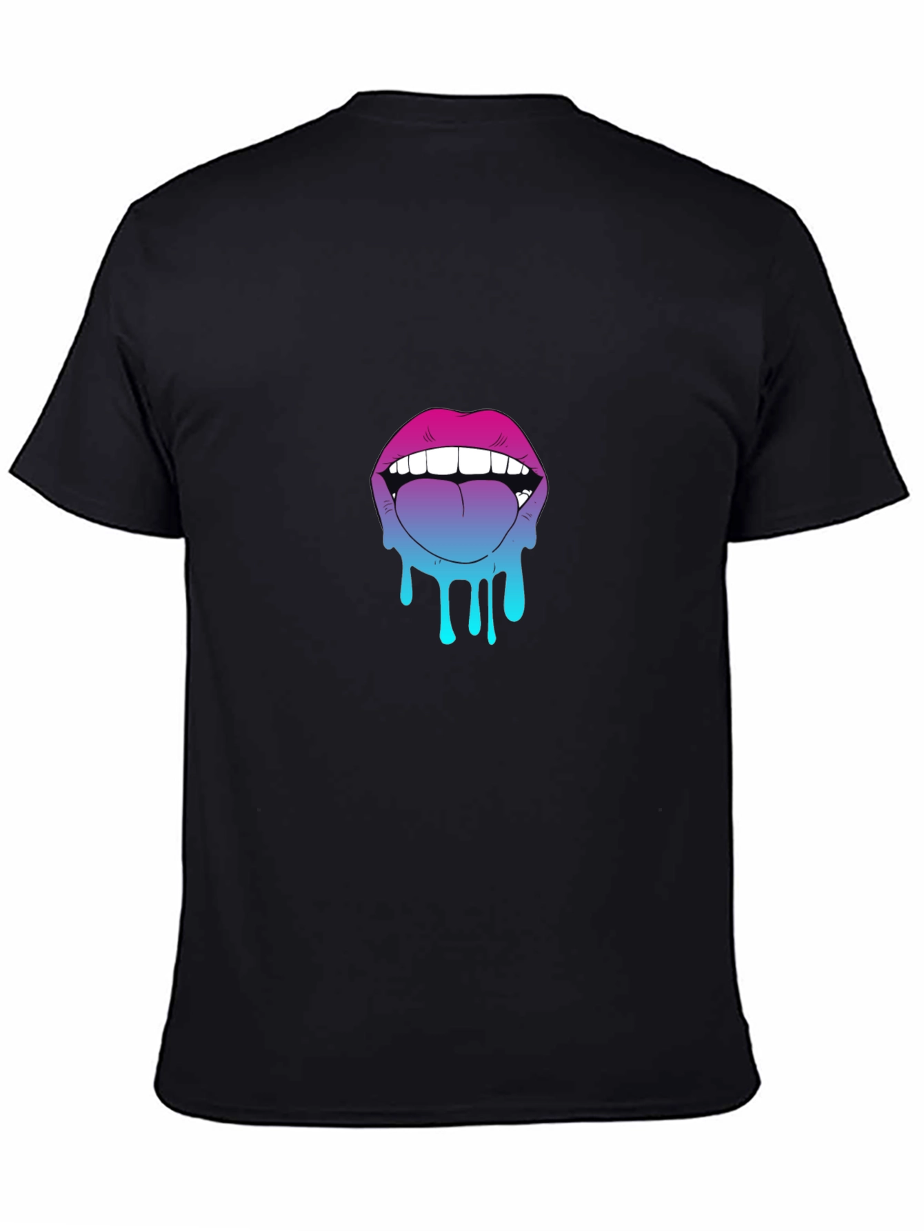 Dripping Lips Graphic Tee - Bold Black Cotton
