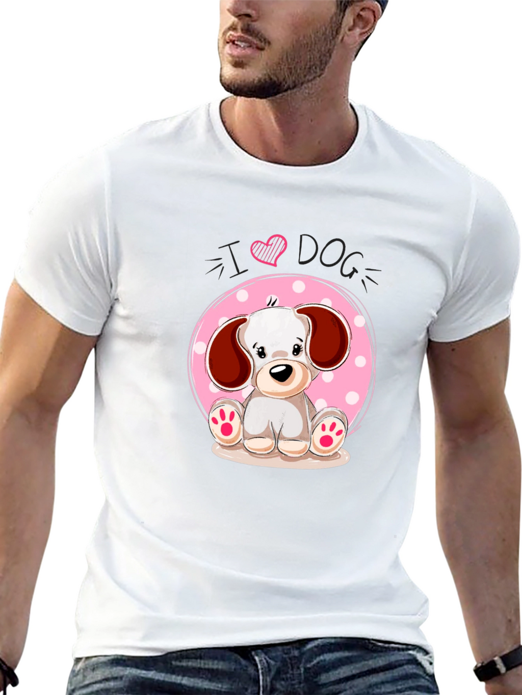 I Heart Dog Cute Puppy Graphic Tee - Black