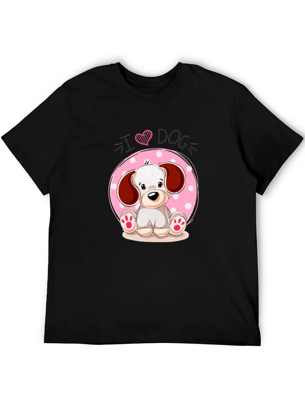 I Heart Dog Cute Puppy Graphic Tee - Black