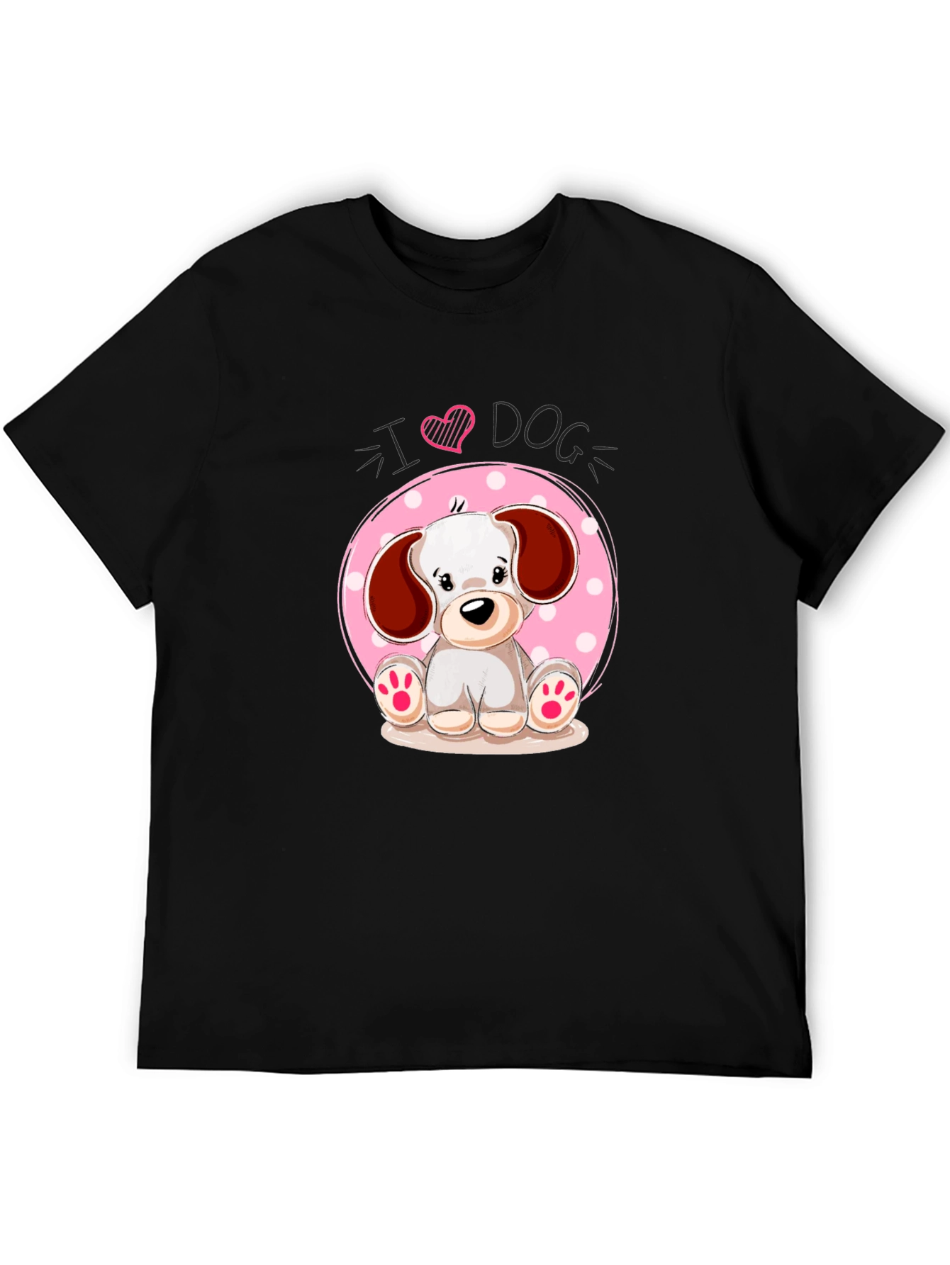 I Heart Dog Cute Puppy Graphic Tee - Black