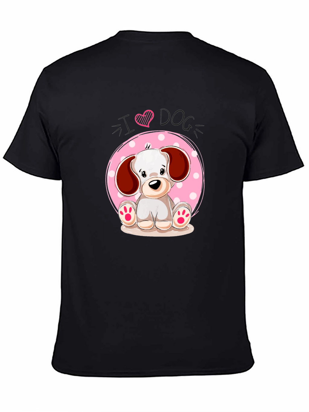 I Heart Dog Cute Puppy Graphic Tee - Black