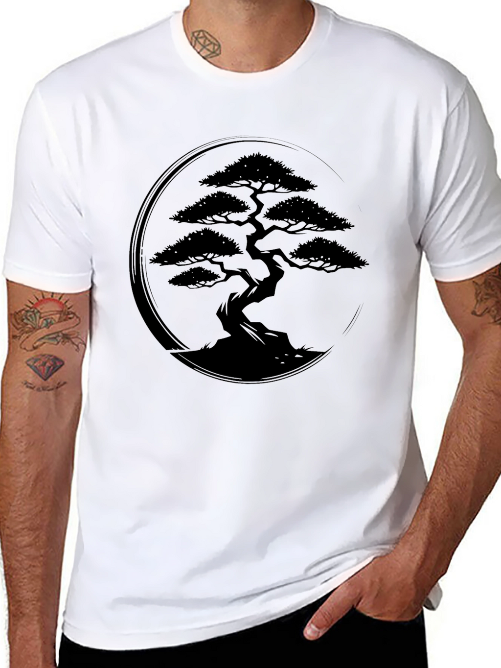 Bonsai Tree Graphic Tee - Zen Style Black T-Shirt