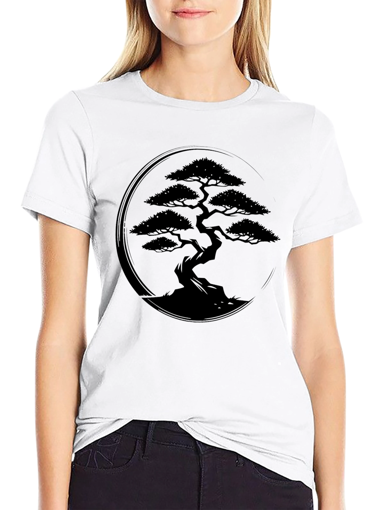 Bonsai Tree Graphic Tee - Zen Style Black T-Shirt