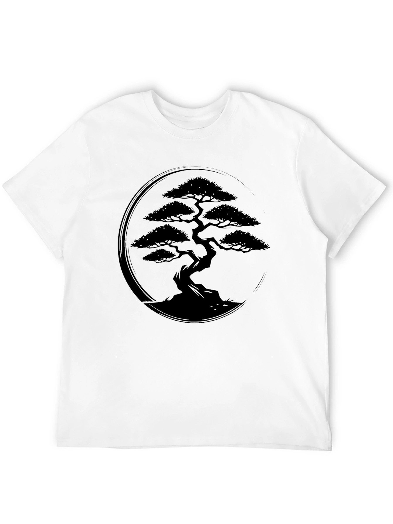 Bonsai Tree Graphic Tee - Zen Style Black T-Shirt