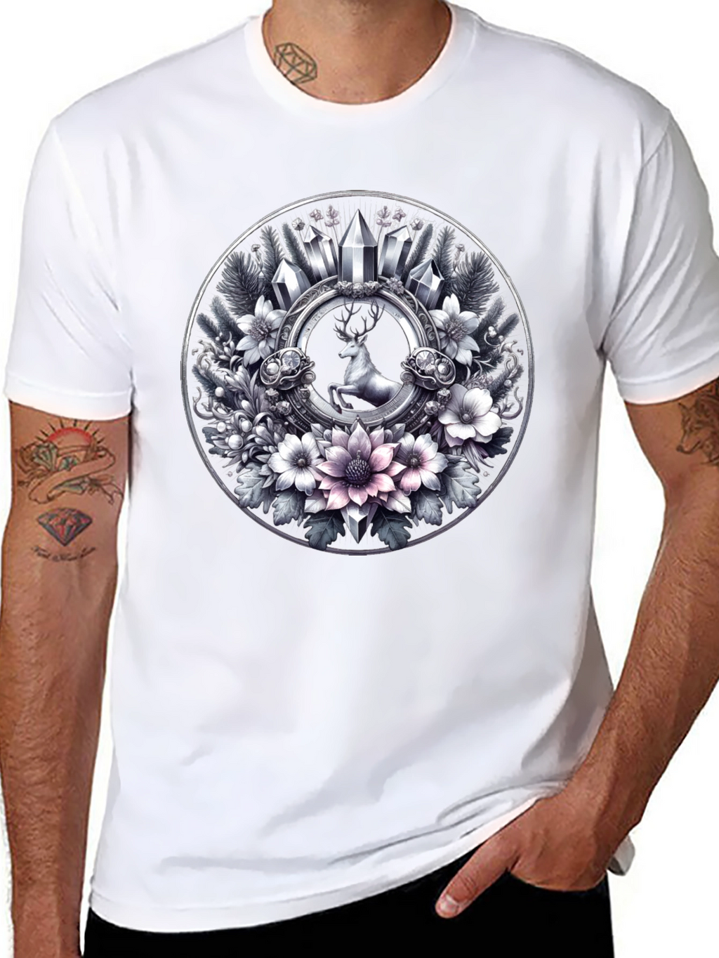 Deer & Floral Circle Graphic Tee