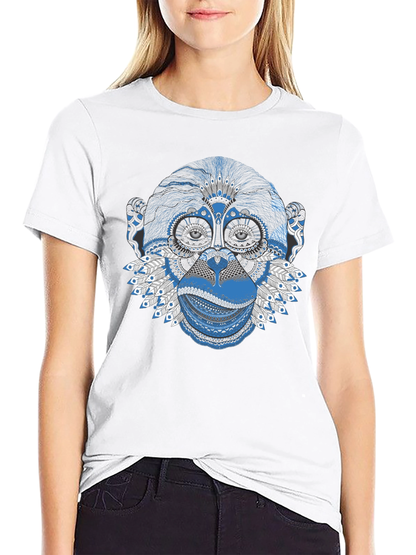 Tribal Monkey Graphic Tee - Black T-Shirt