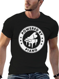 Powered By Piano Black T-Shirt - Music Lover Tee