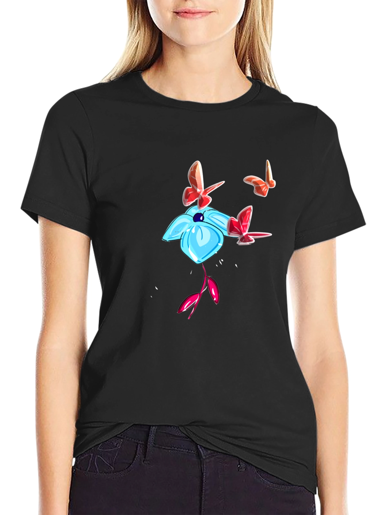 Floral Butterfly Graphic T-Shirt