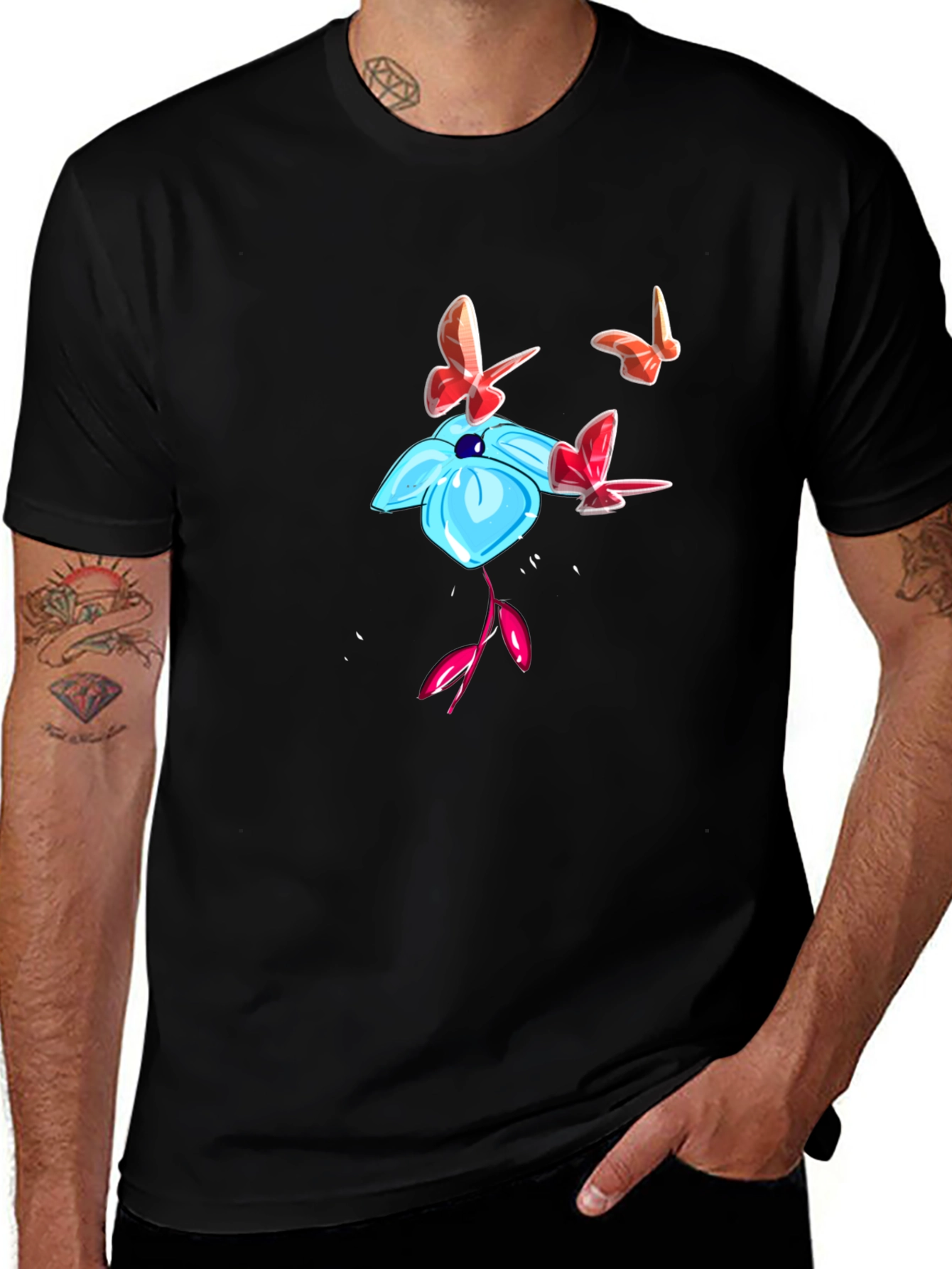 Floral Butterfly Graphic T-Shirt