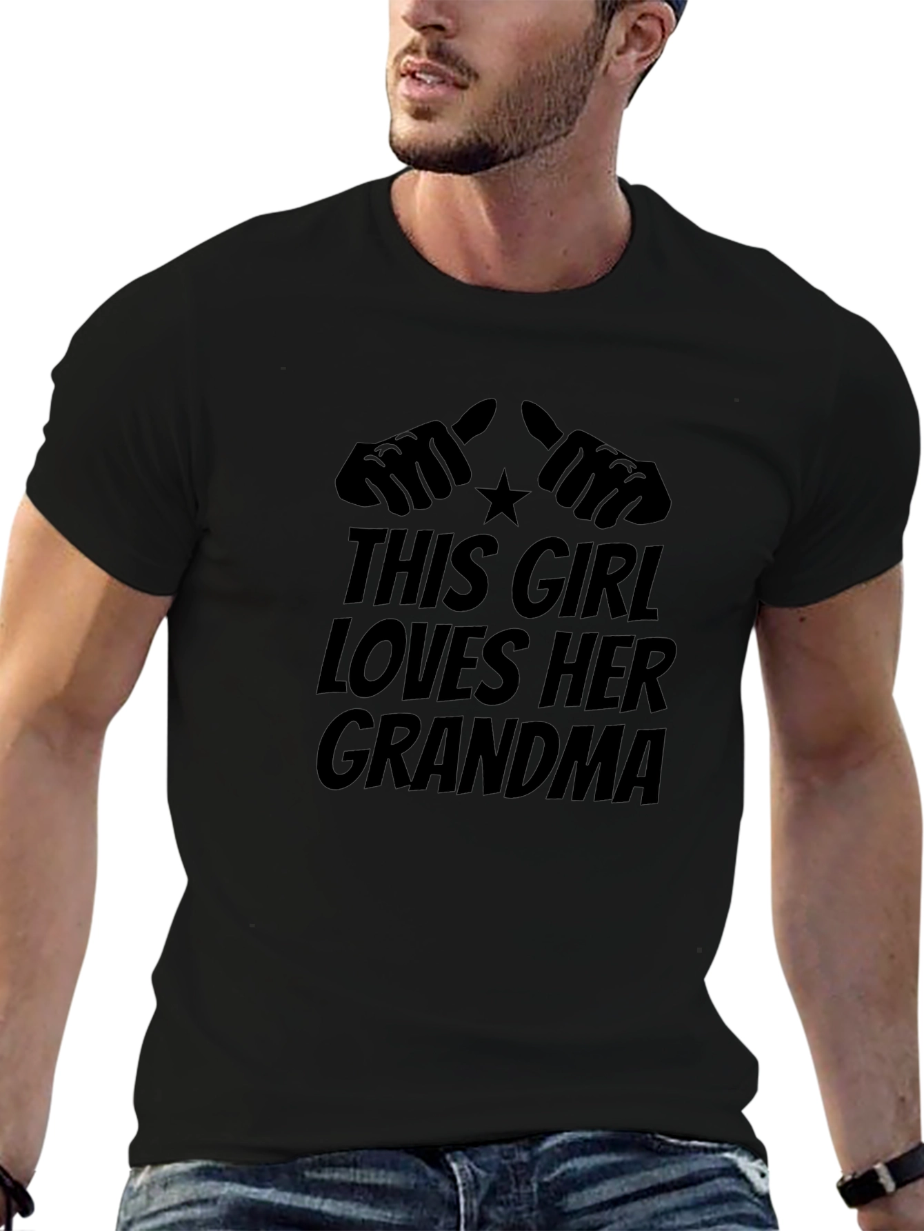 This Girl Loves Her Grandma Black T-Shirt