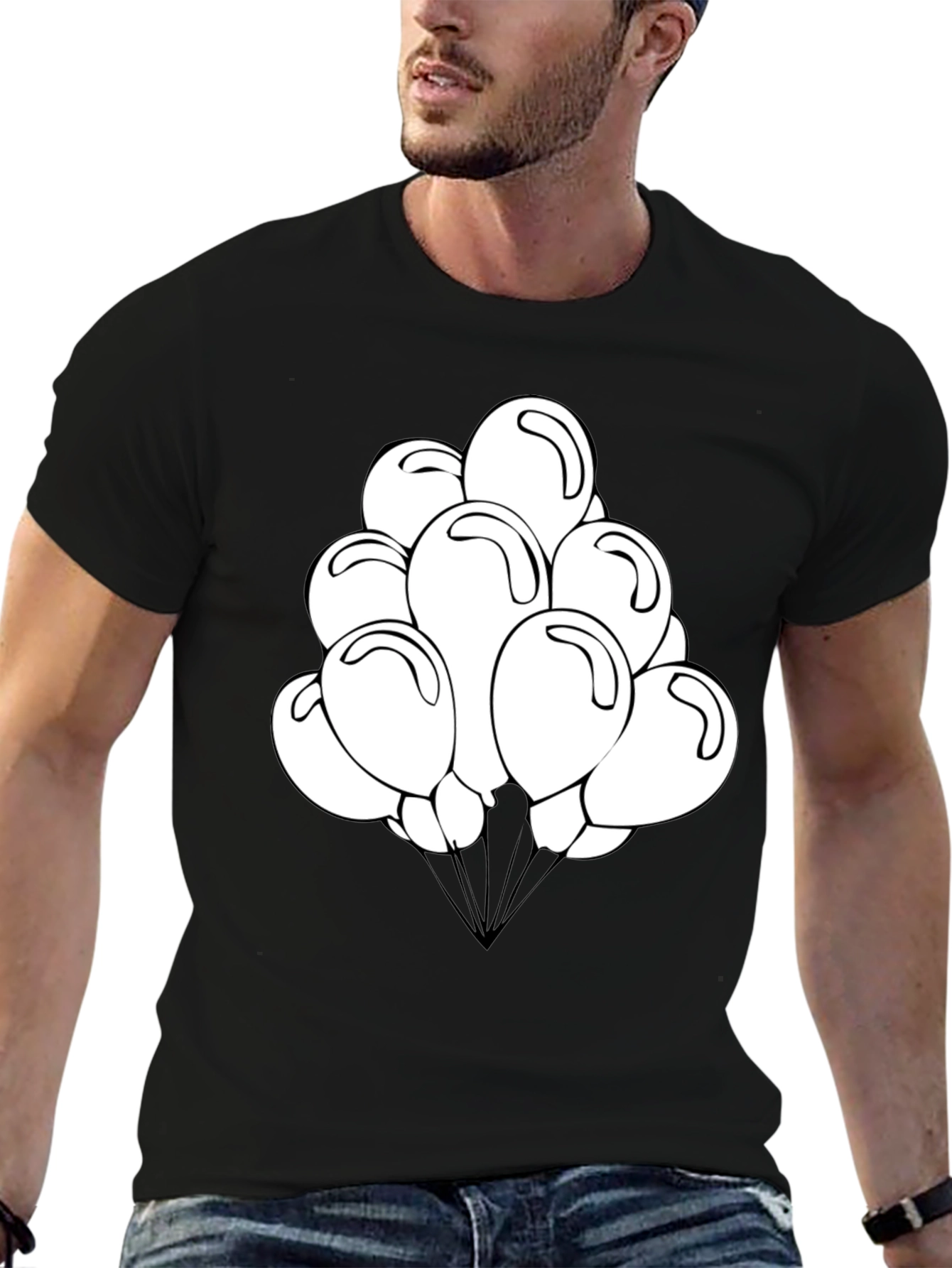 Balloon Graphic Tee - Black Cotton Shirt