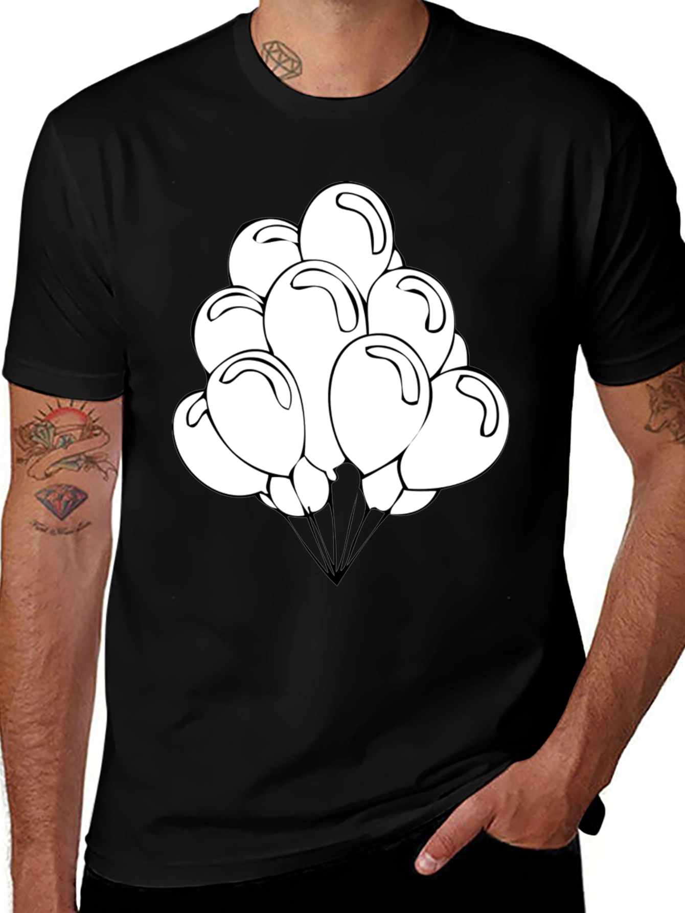 Balloon Graphic Tee - Black Cotton Shirt