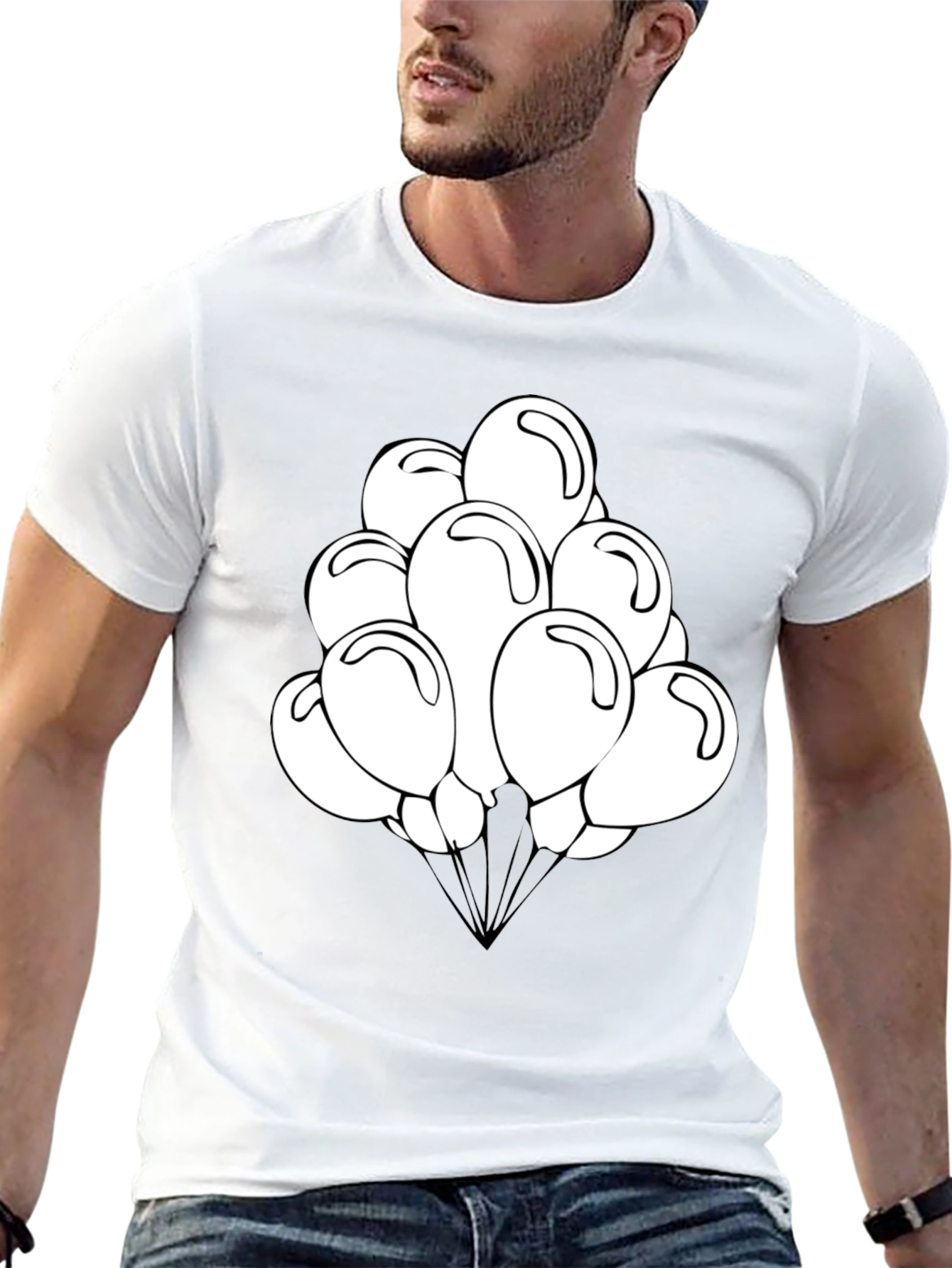 Balloon Graphic Tee - Black Cotton Shirt