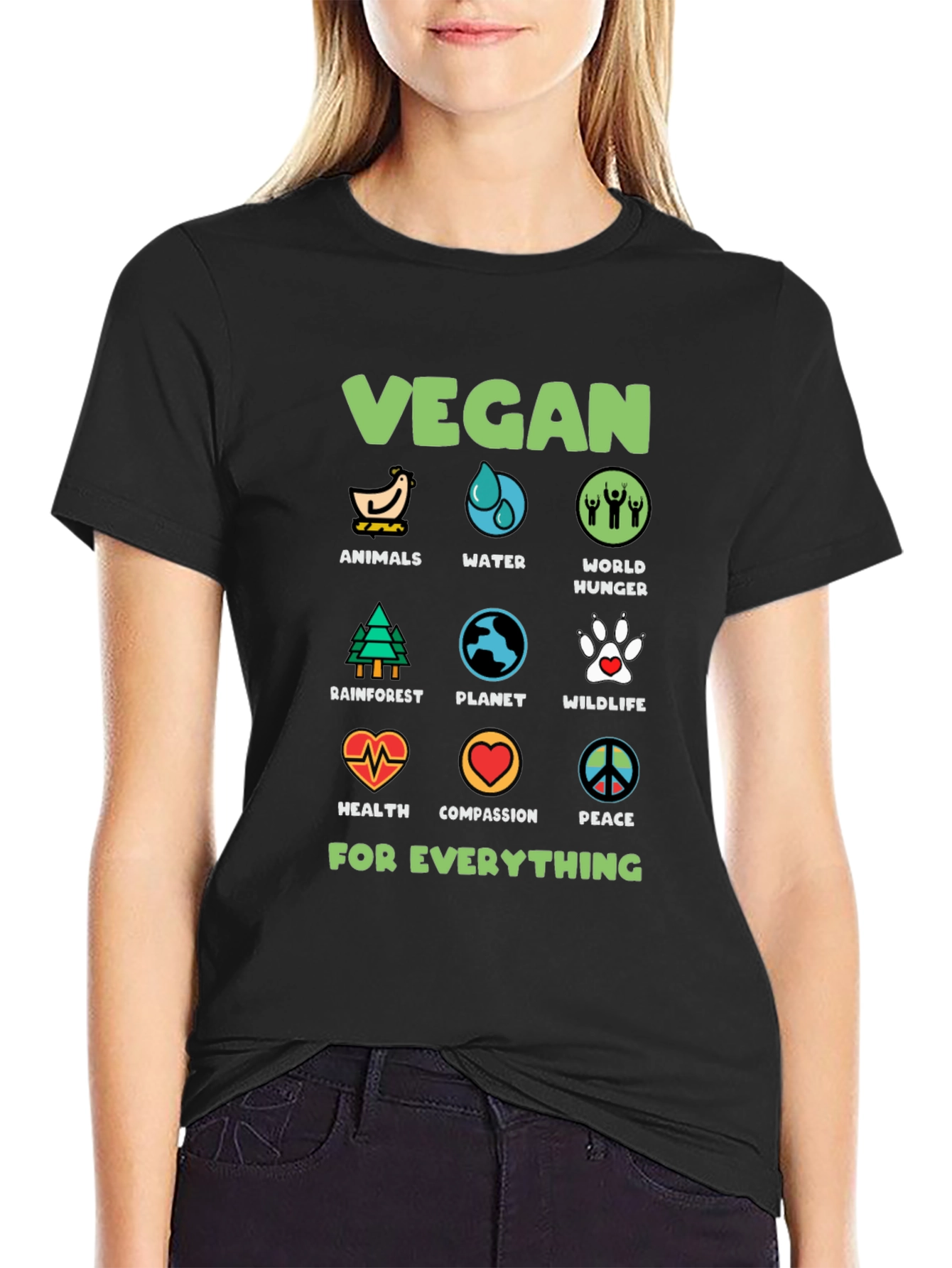 Vegan Tee: Animals Water World Hunger & More!