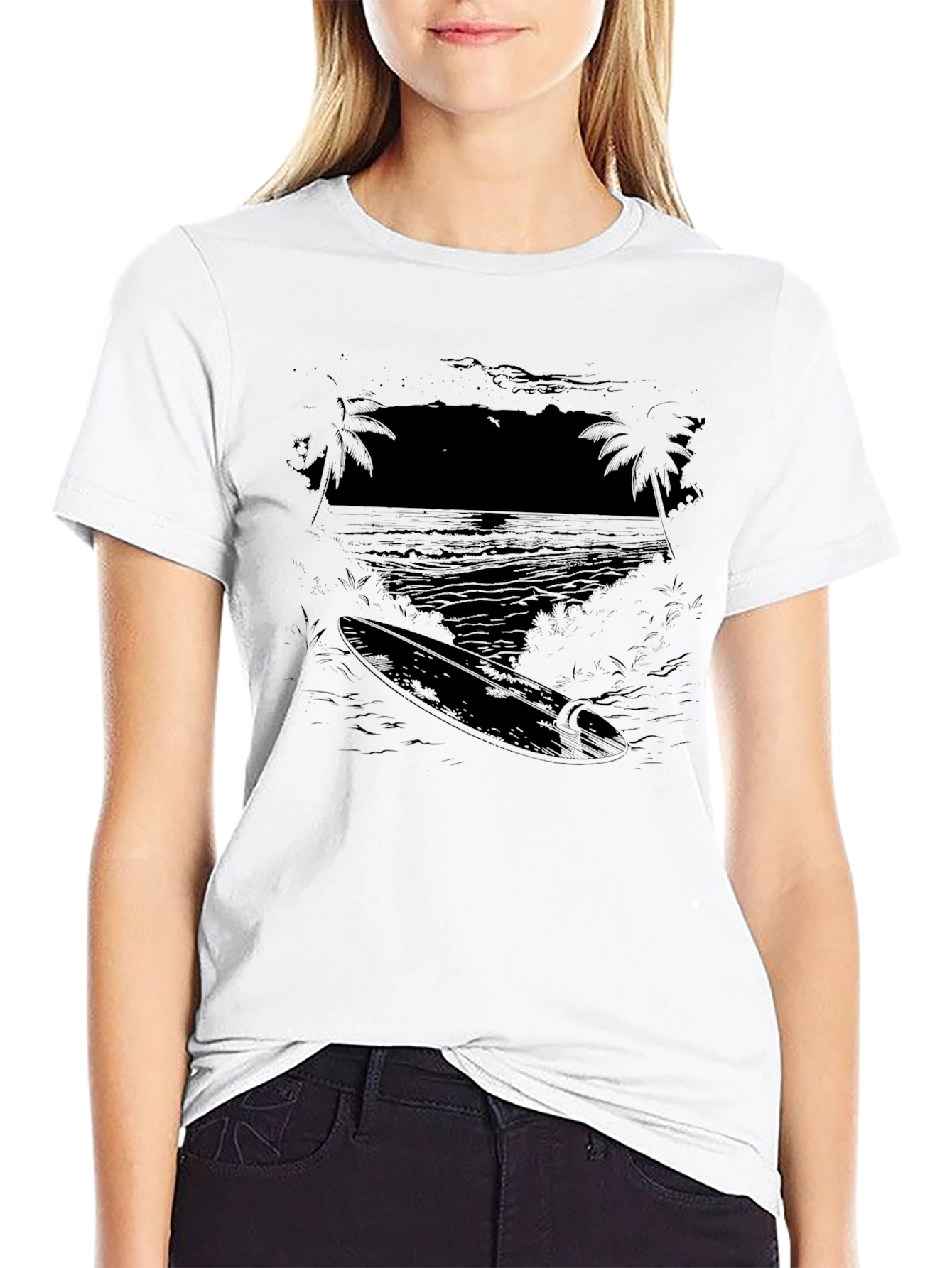 Surfboard Graphic Black T-Shirt