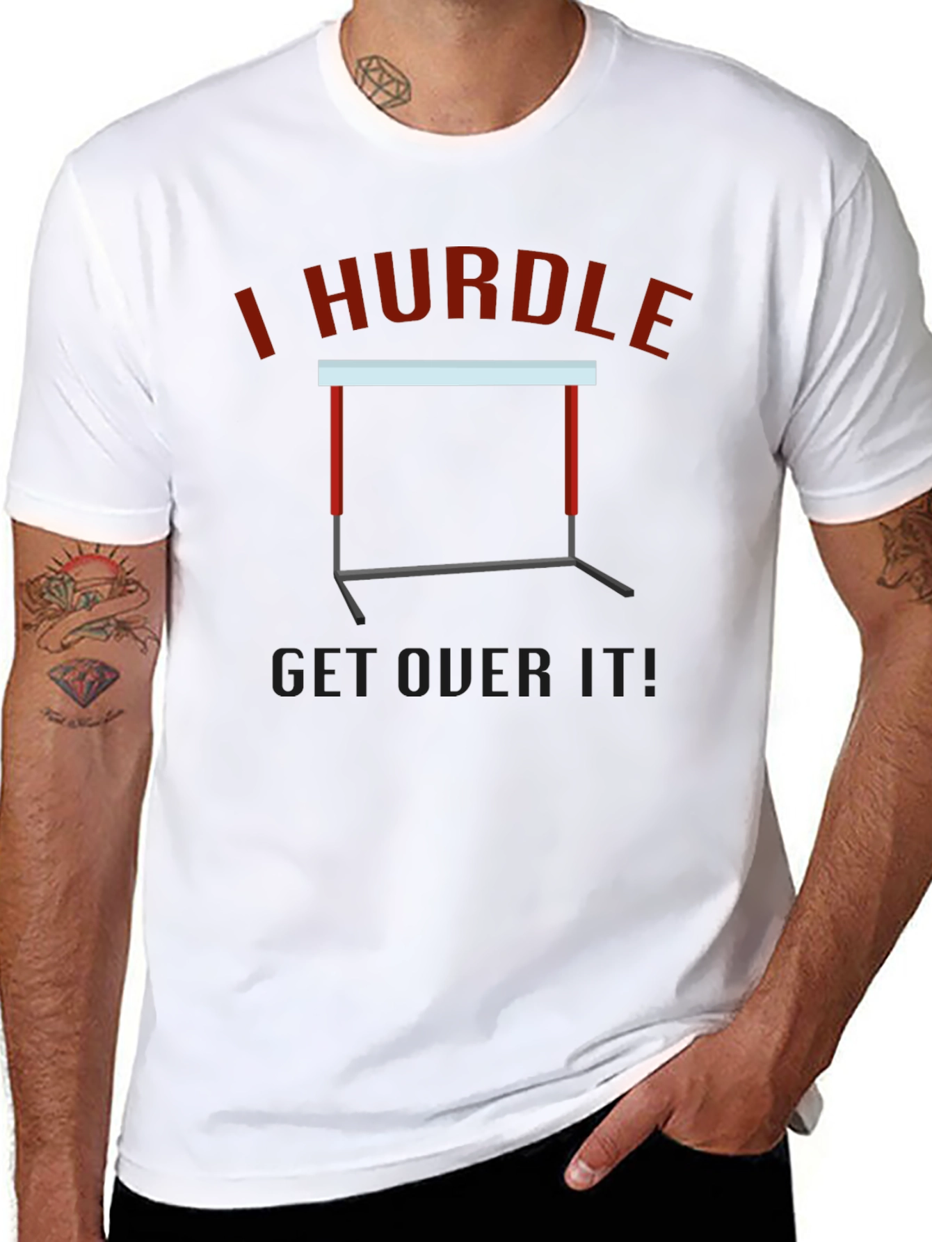 I Hurdle Get Over It Black Graphic Tee
