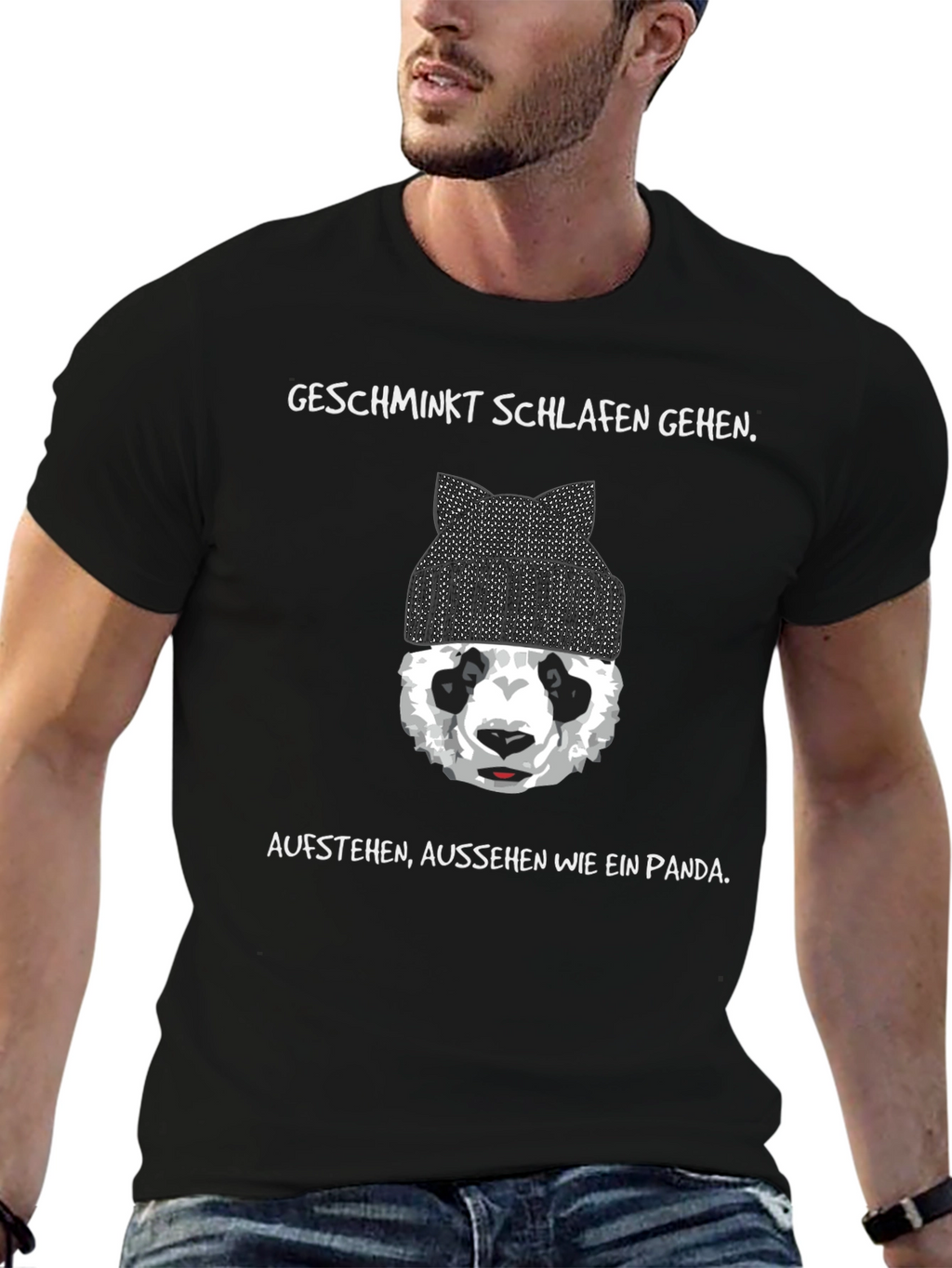 Panda T-Shirt: Geschminkt Schlafen Gehen
