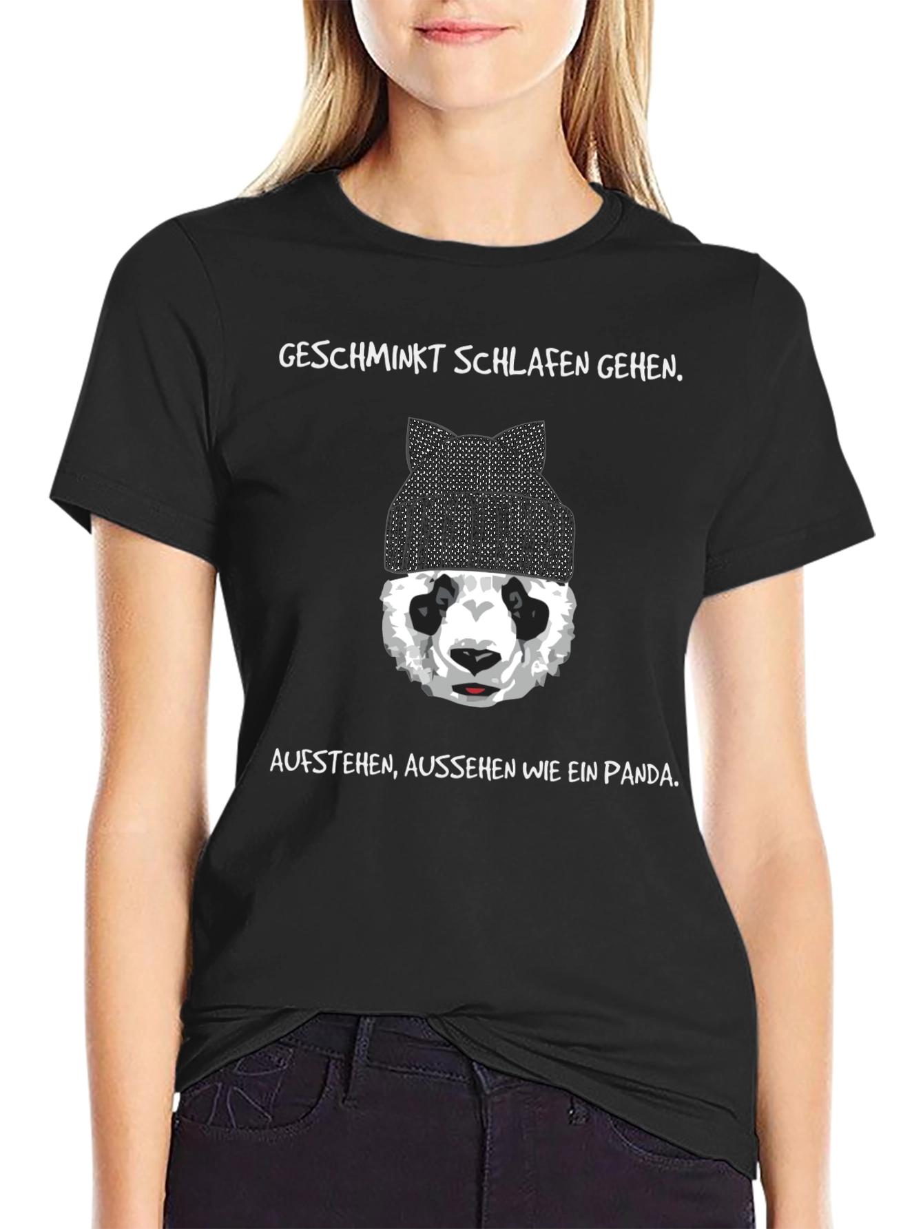 Panda T-Shirt: Geschminkt Schlafen Gehen