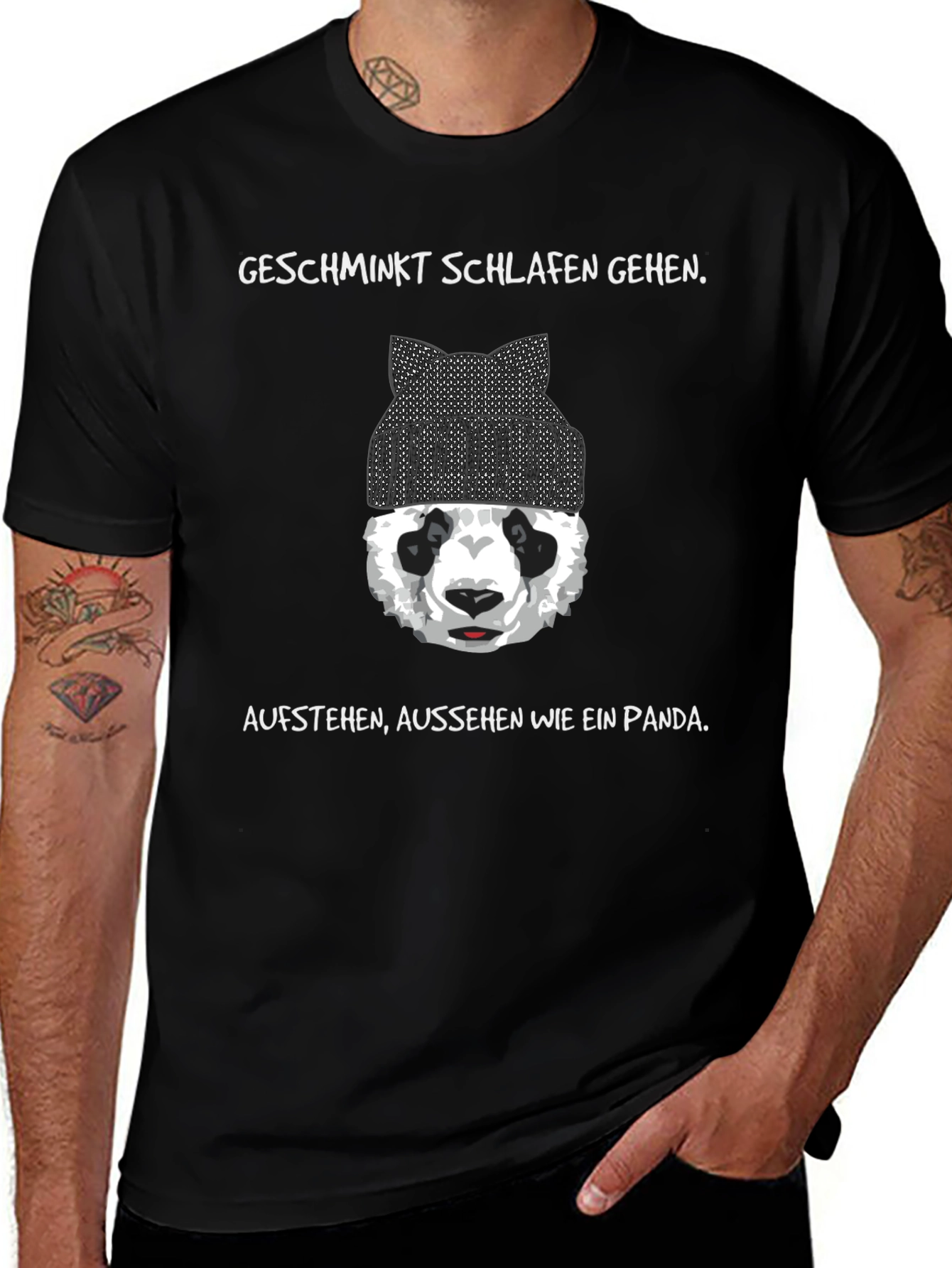 Panda T-Shirt: Geschminkt Schlafen Gehen