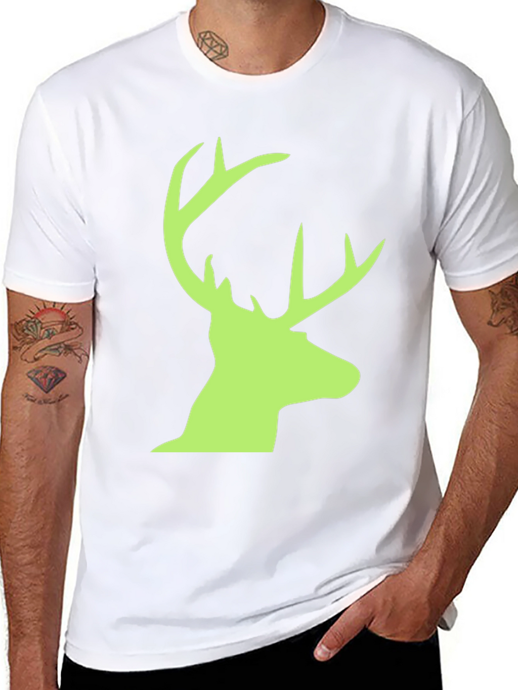 Deer Head Graphic Tee - Black Casual T-Shirt