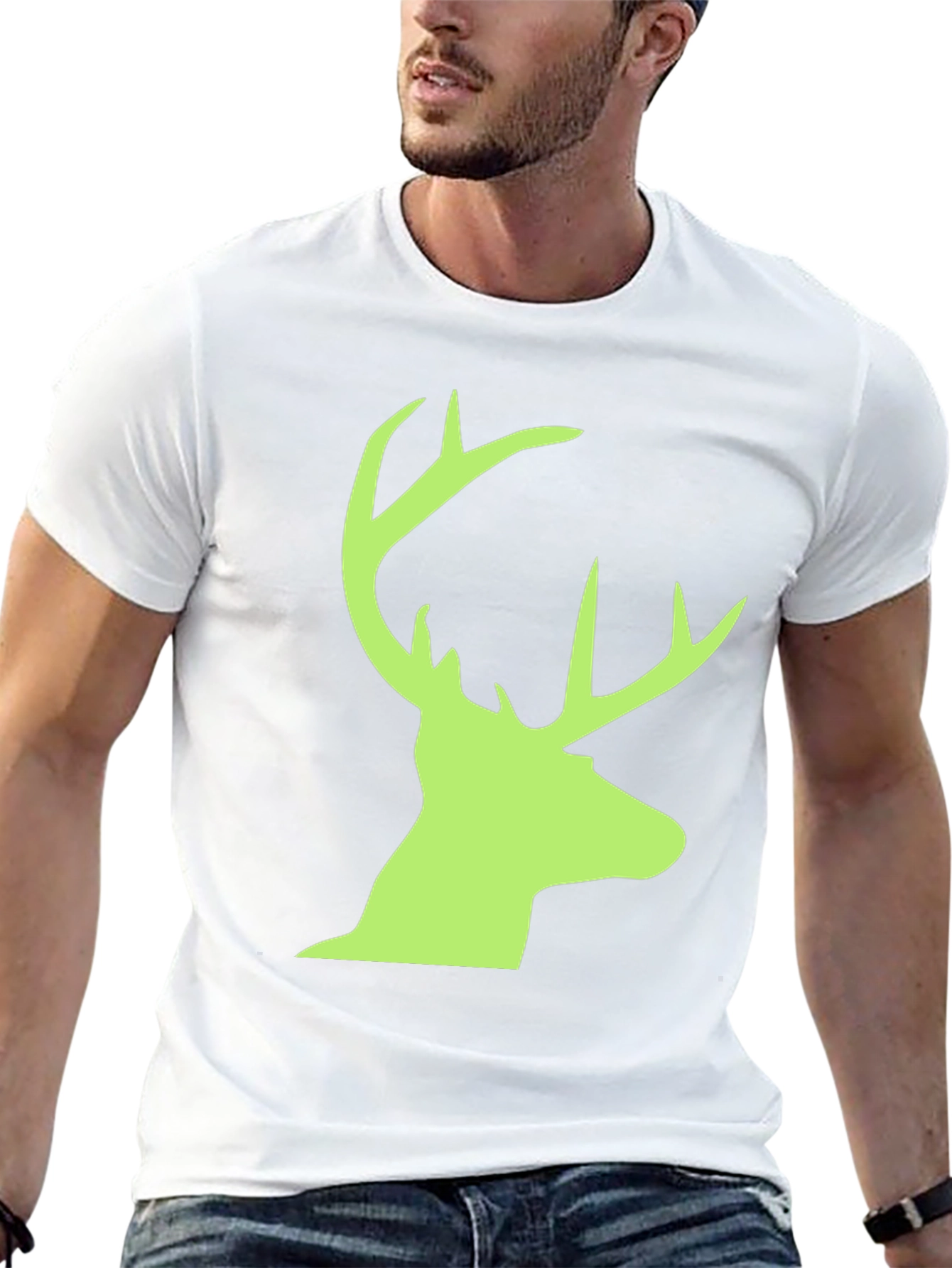 Deer Head Graphic Tee - Black Casual T-Shirt