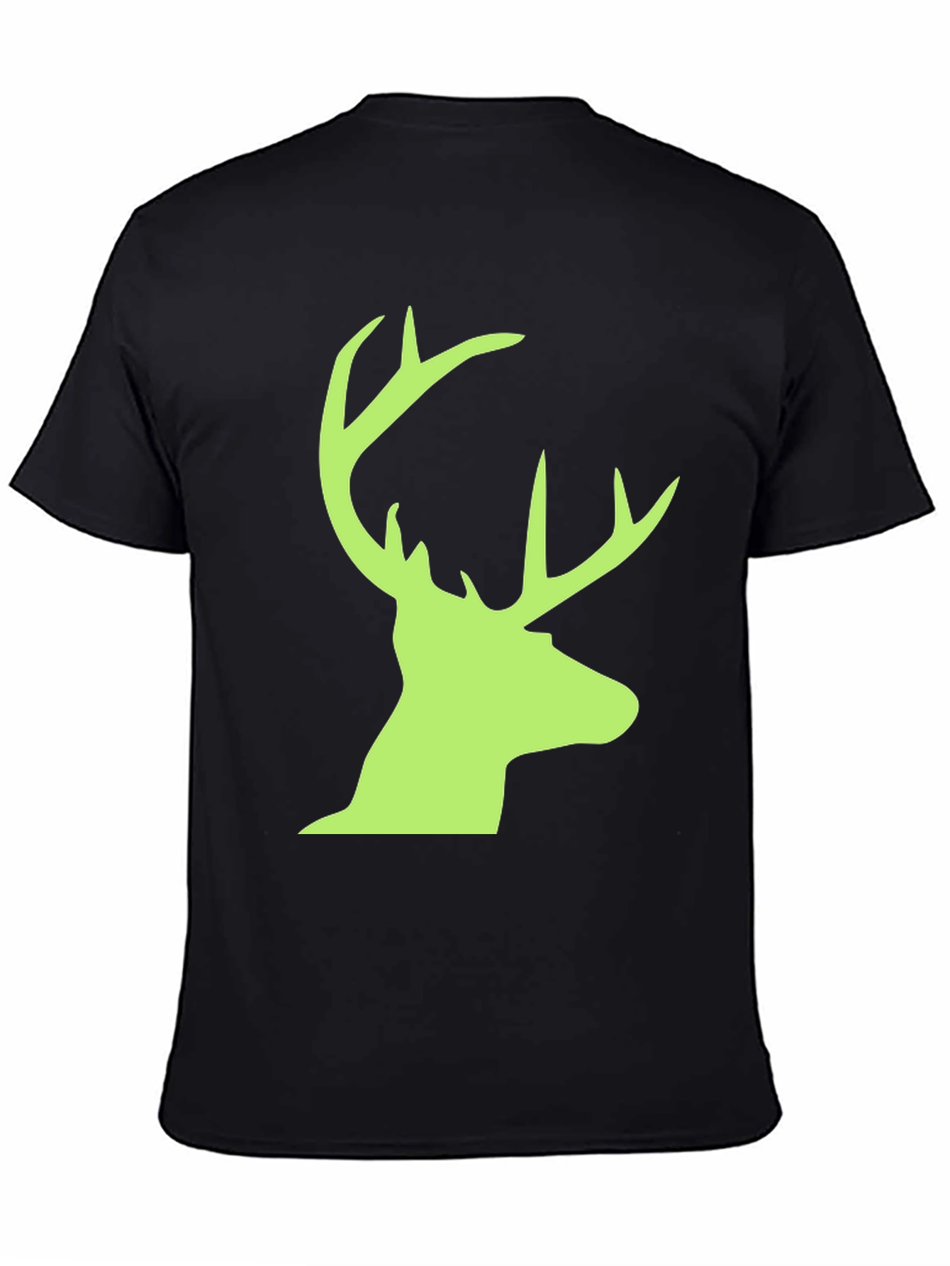 Deer Head Graphic Tee - Black Casual T-Shirt