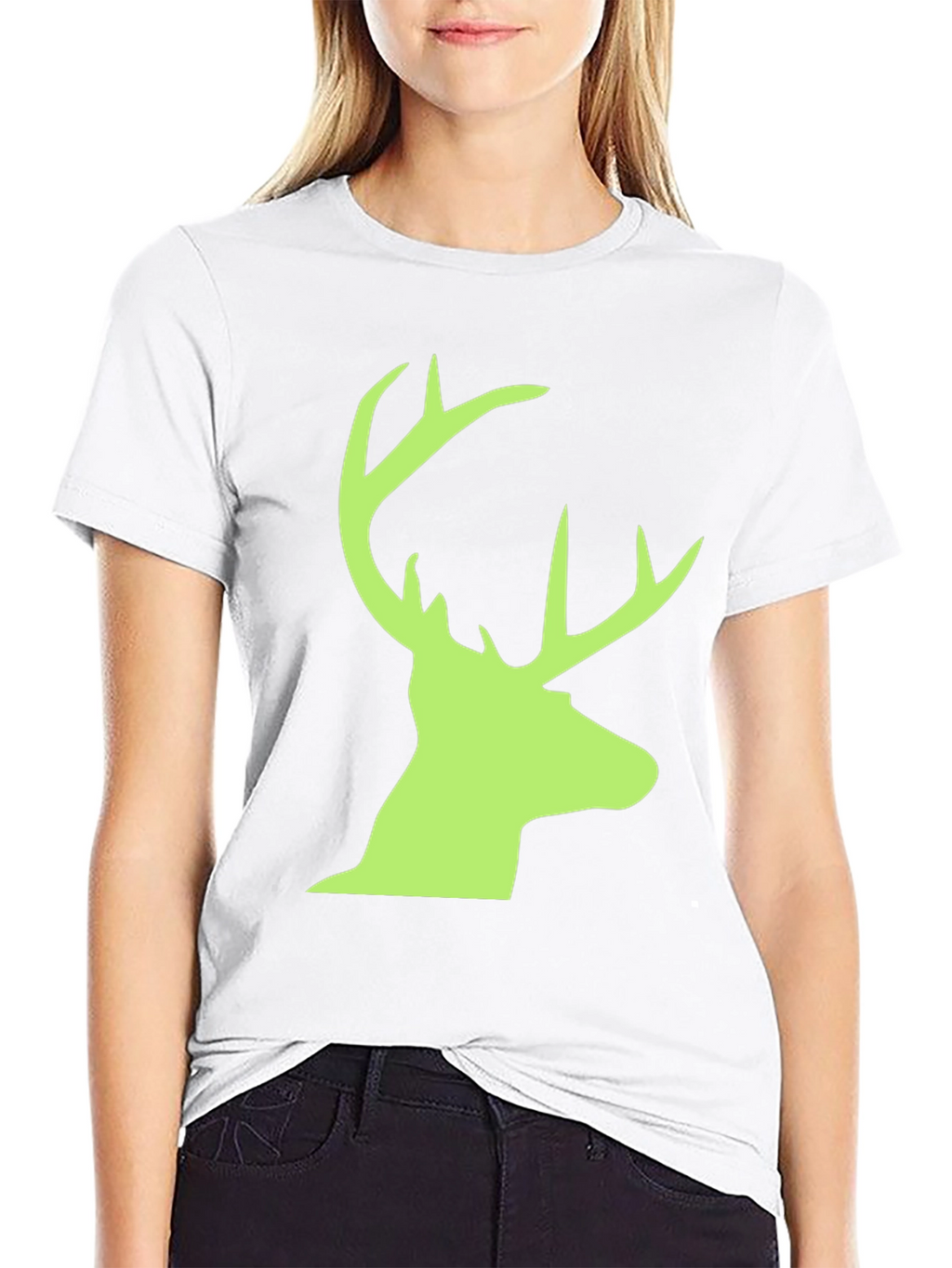 Deer Head Graphic Tee - Black Casual T-Shirt