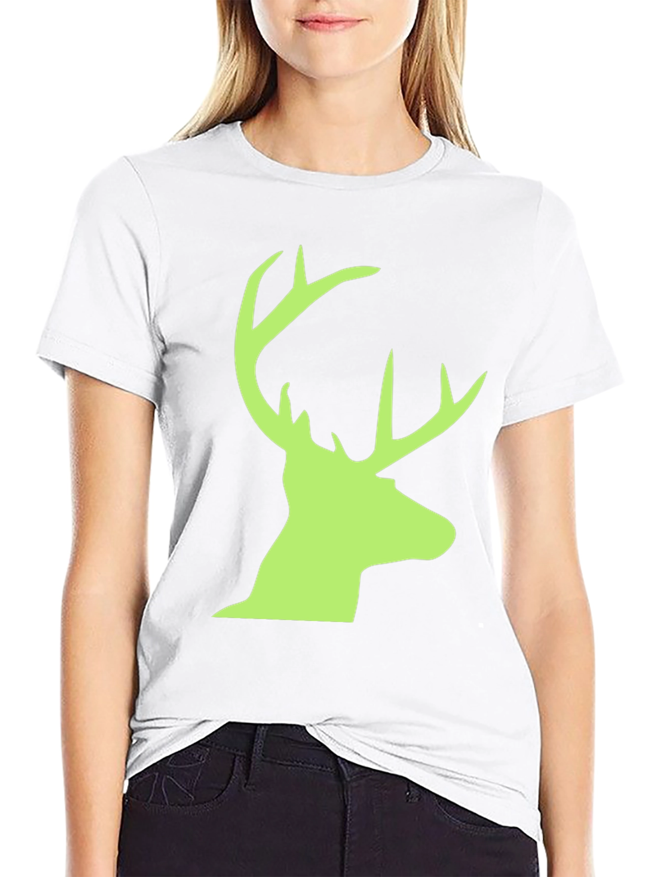 Deer Head Graphic Tee - Black Casual T-Shirt