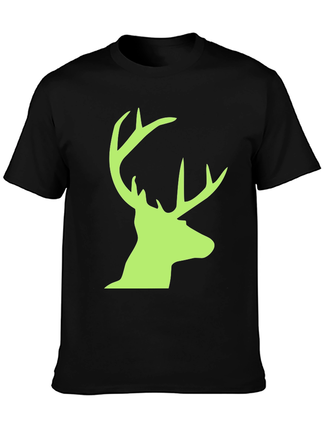 Deer Head Graphic Tee - Black Casual T-Shirt