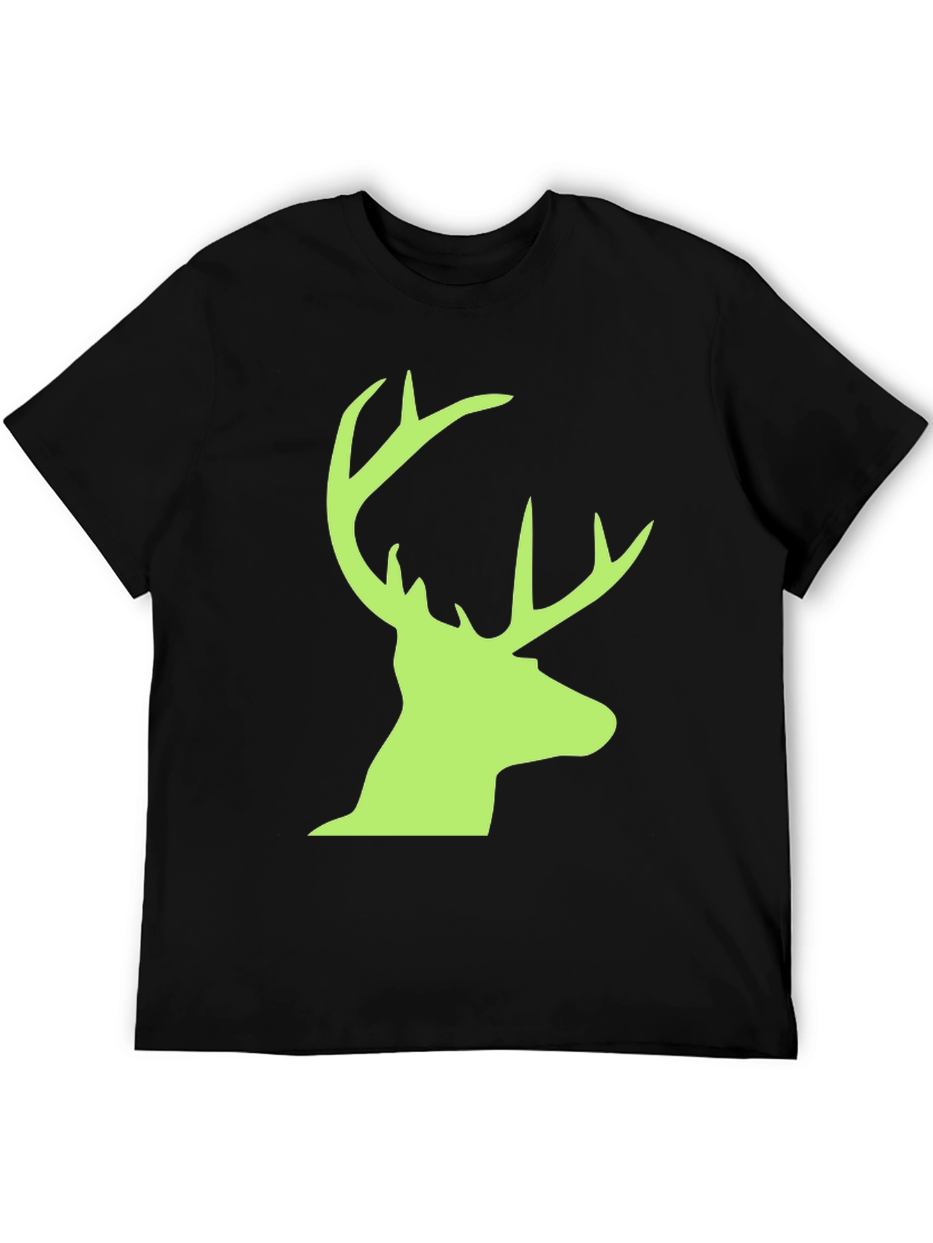 Deer Head Graphic Tee - Black Casual T-Shirt