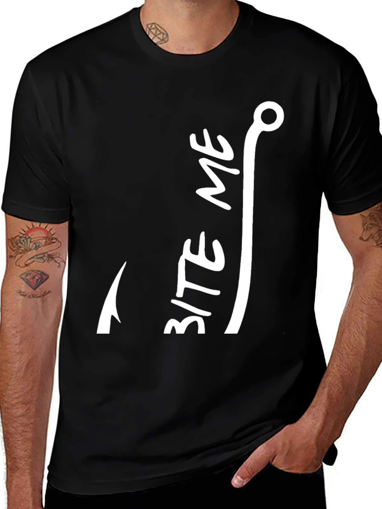 Bite Me Fish Hook Graphic T-Shirt