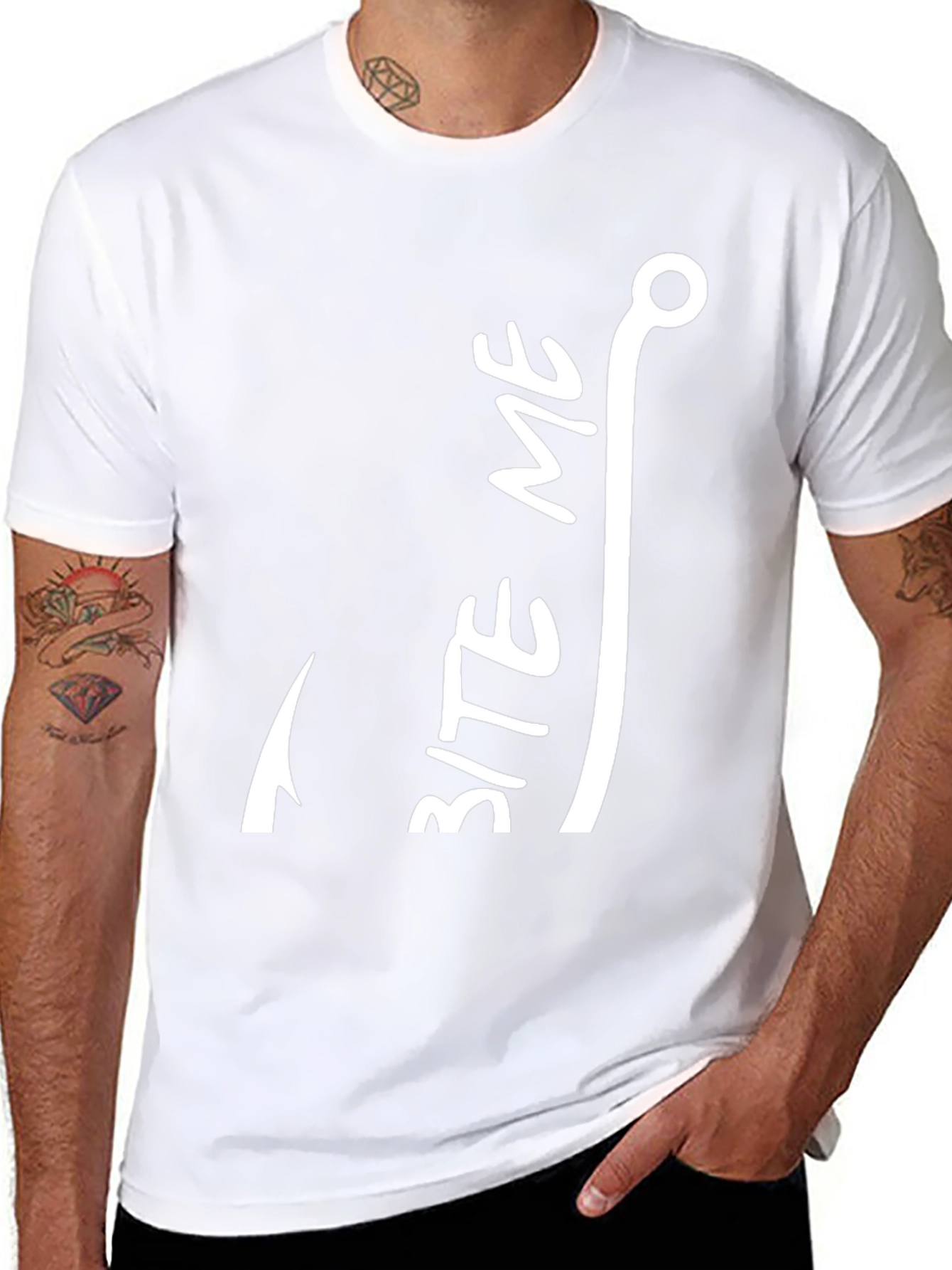 Bite Me Fish Hook Graphic T-Shirt