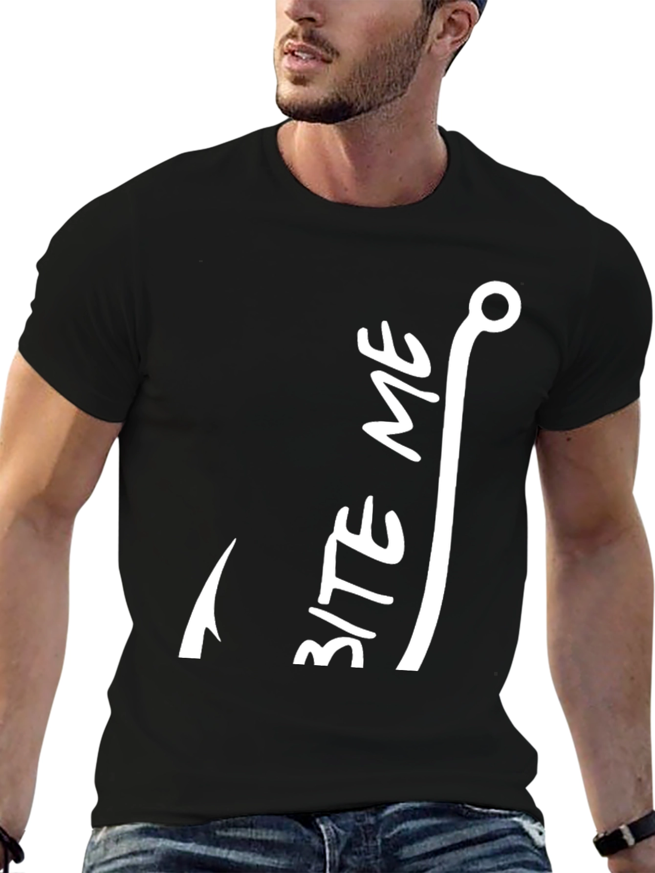 Bite Me Fish Hook Graphic T-Shirt