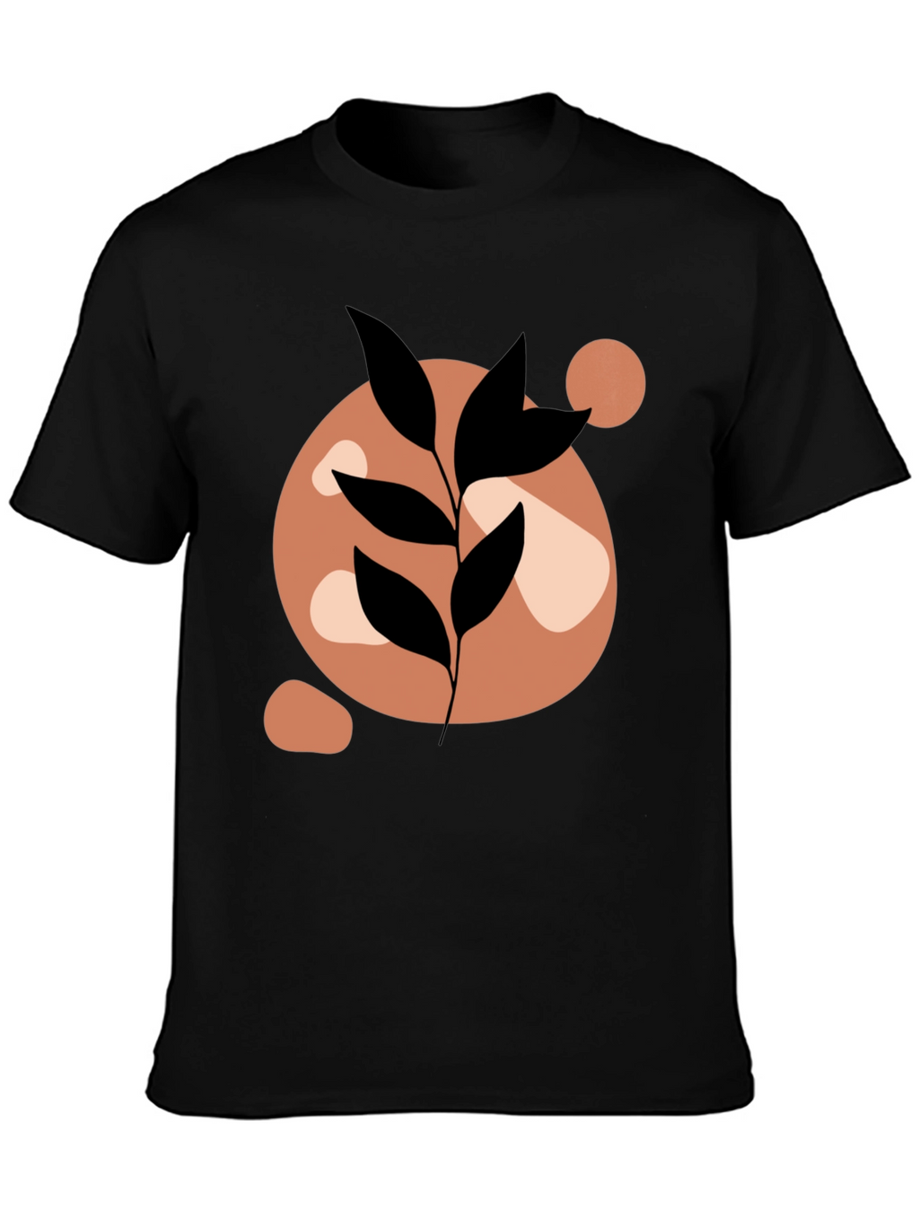 Abstract Leaf Print Black Casual Tee