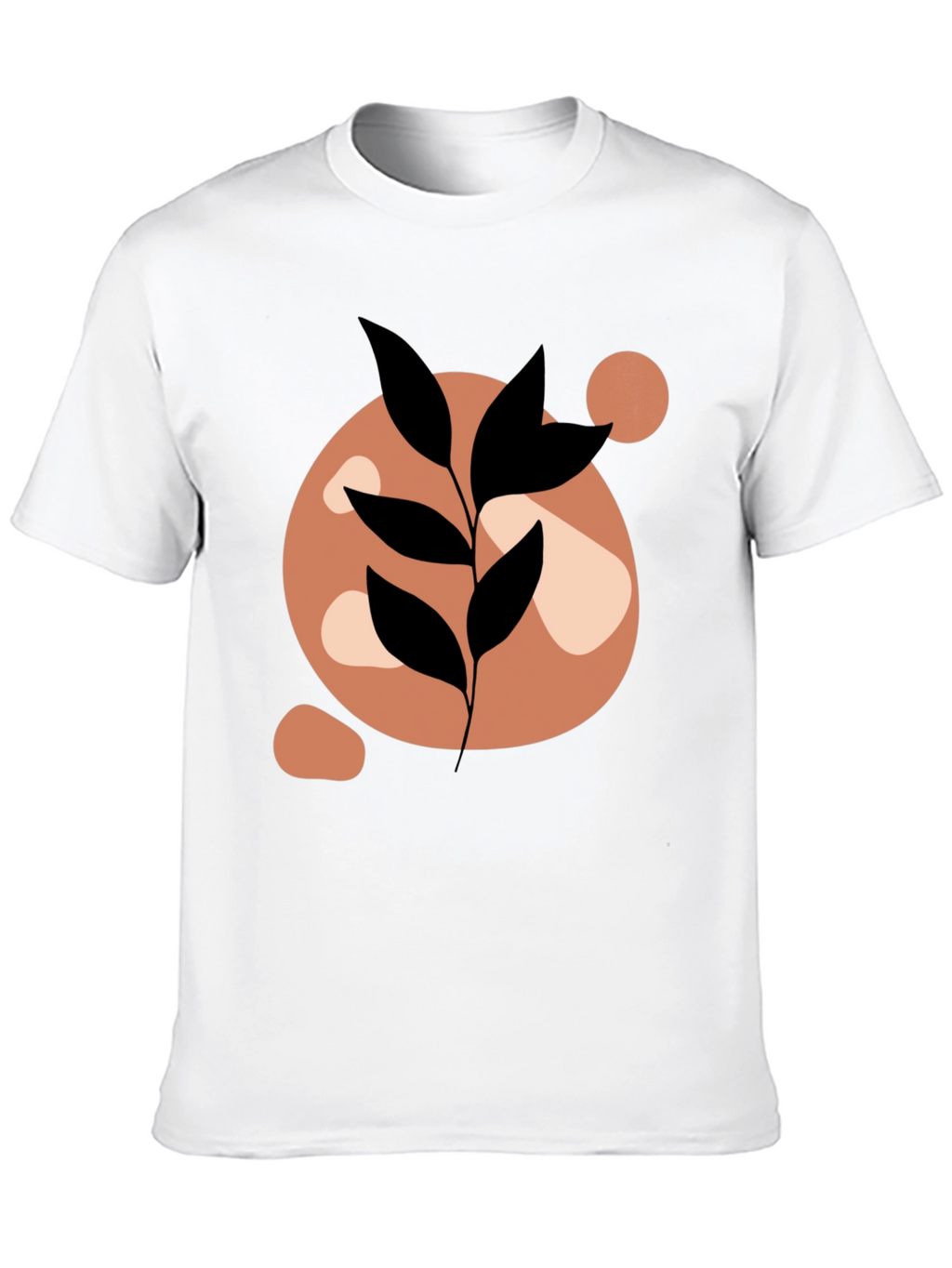 Abstract Leaf Print Black Casual Tee