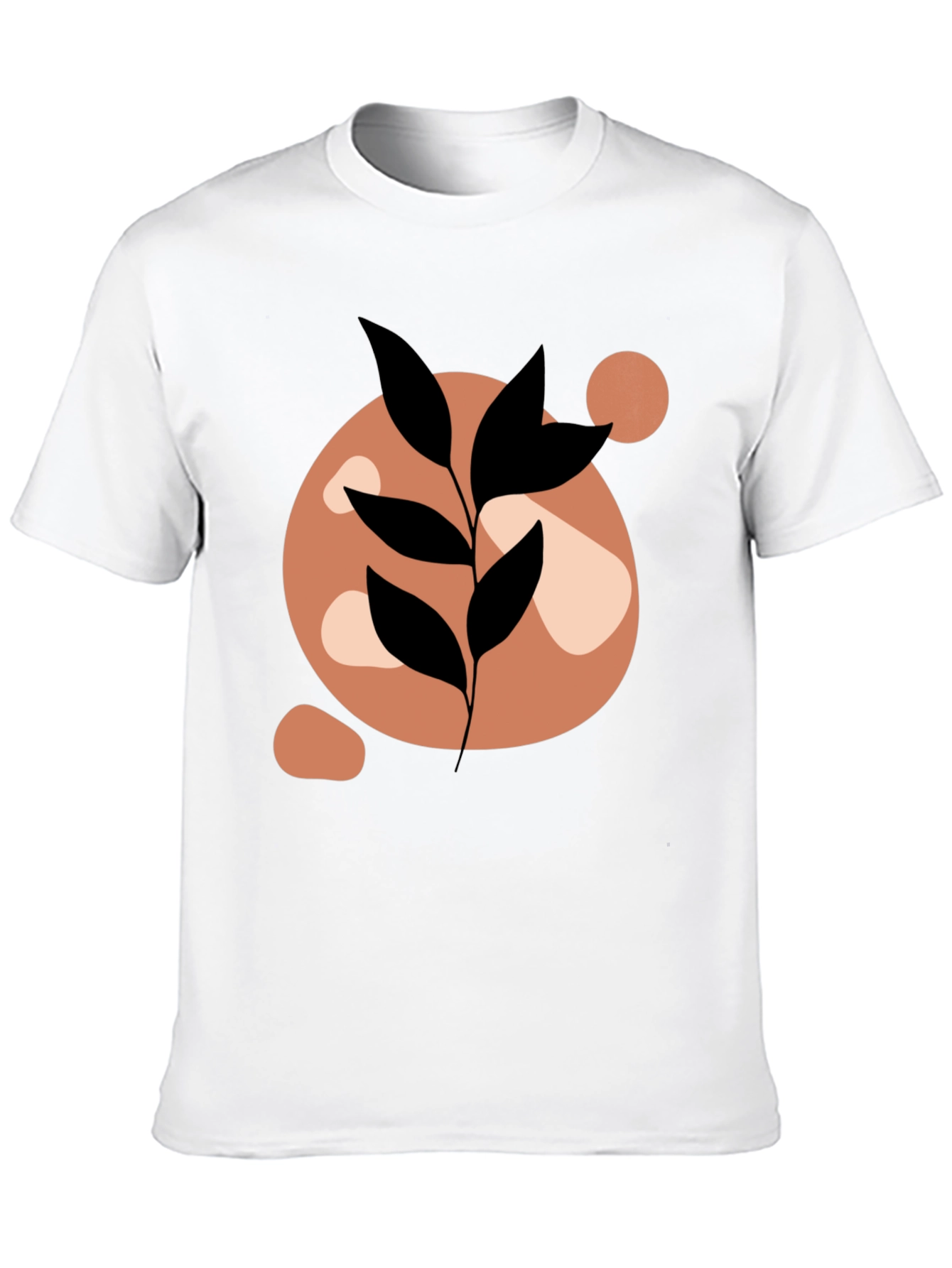 Abstract Leaf Print Black Casual Tee