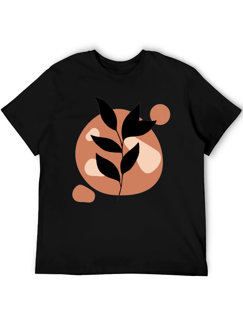 Abstract Leaf Print Black Casual Tee