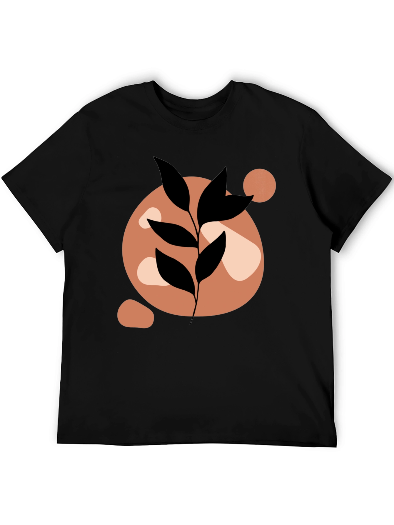 Abstract Leaf Print Black Casual Tee