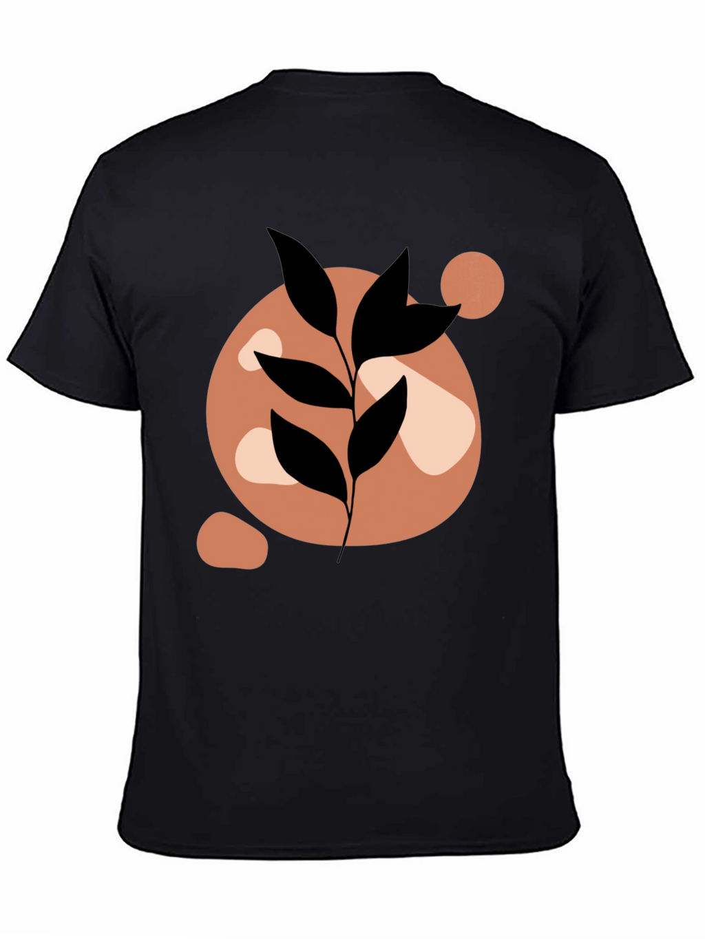 Abstract Leaf Print Black Casual Tee