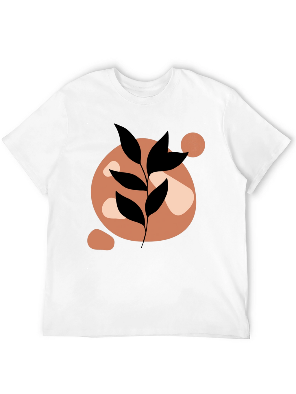 Abstract Leaf Print Black Casual Tee