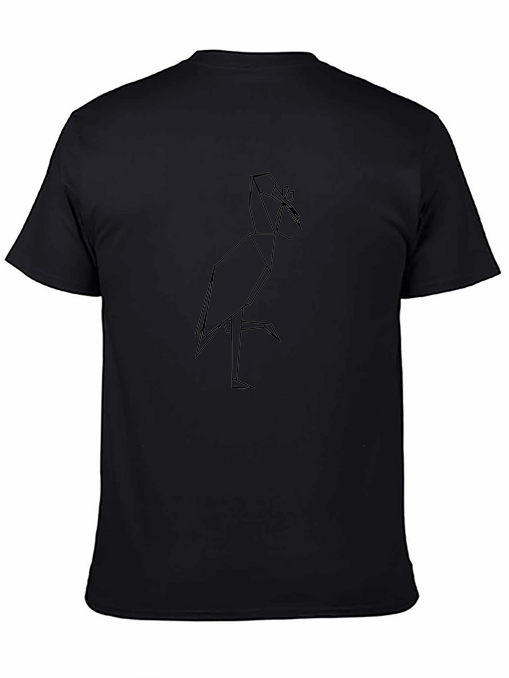 Origami Heron Graphic Tee - Sleek Black T-Shirt